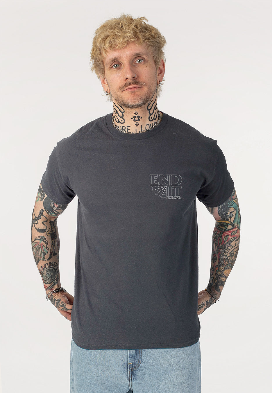 End It Spider Web Logo Charcoal T-Shirt | Men-Image