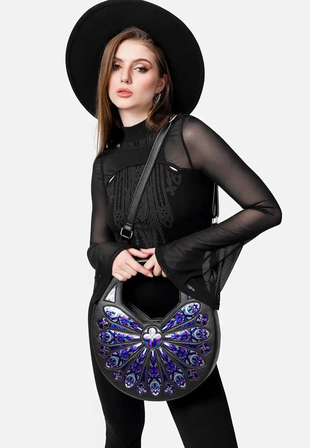 Restyle - Sacred Rose Shoulder Black - Bag | Neutral-Image