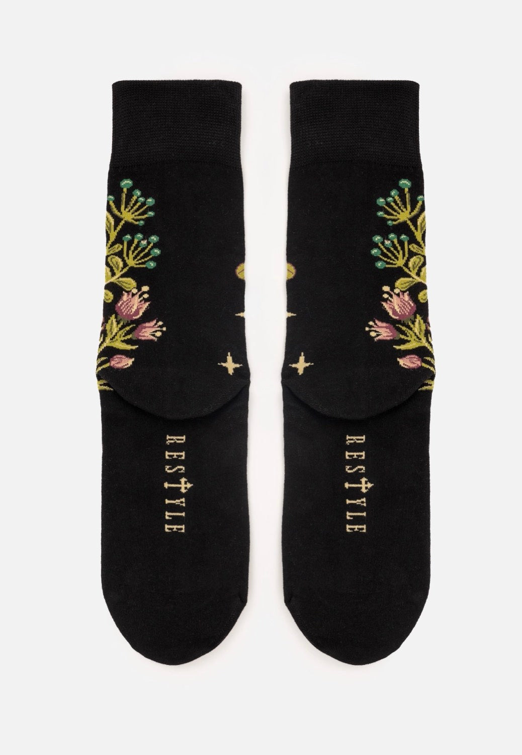 Restyle - Wild Gardens Jacquard Black - Socks | Neutral-Image