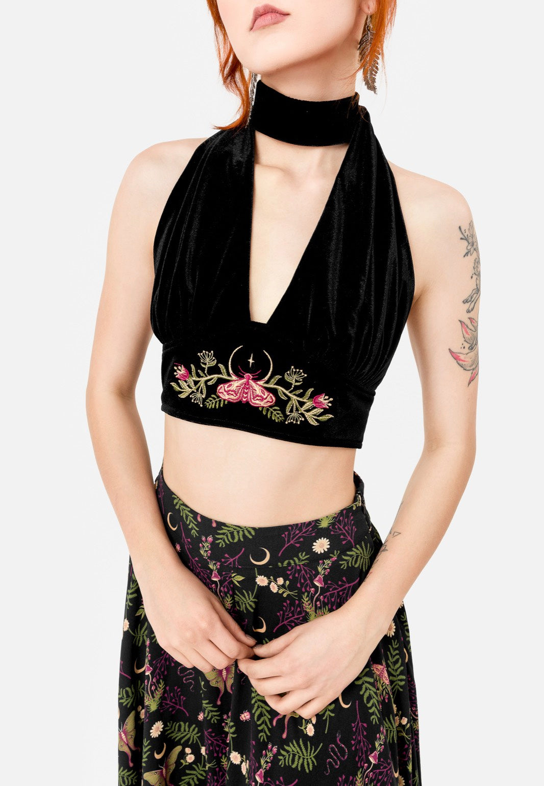 Restyle - Woodland Bloom Halterneck Black - Top | Women-Image