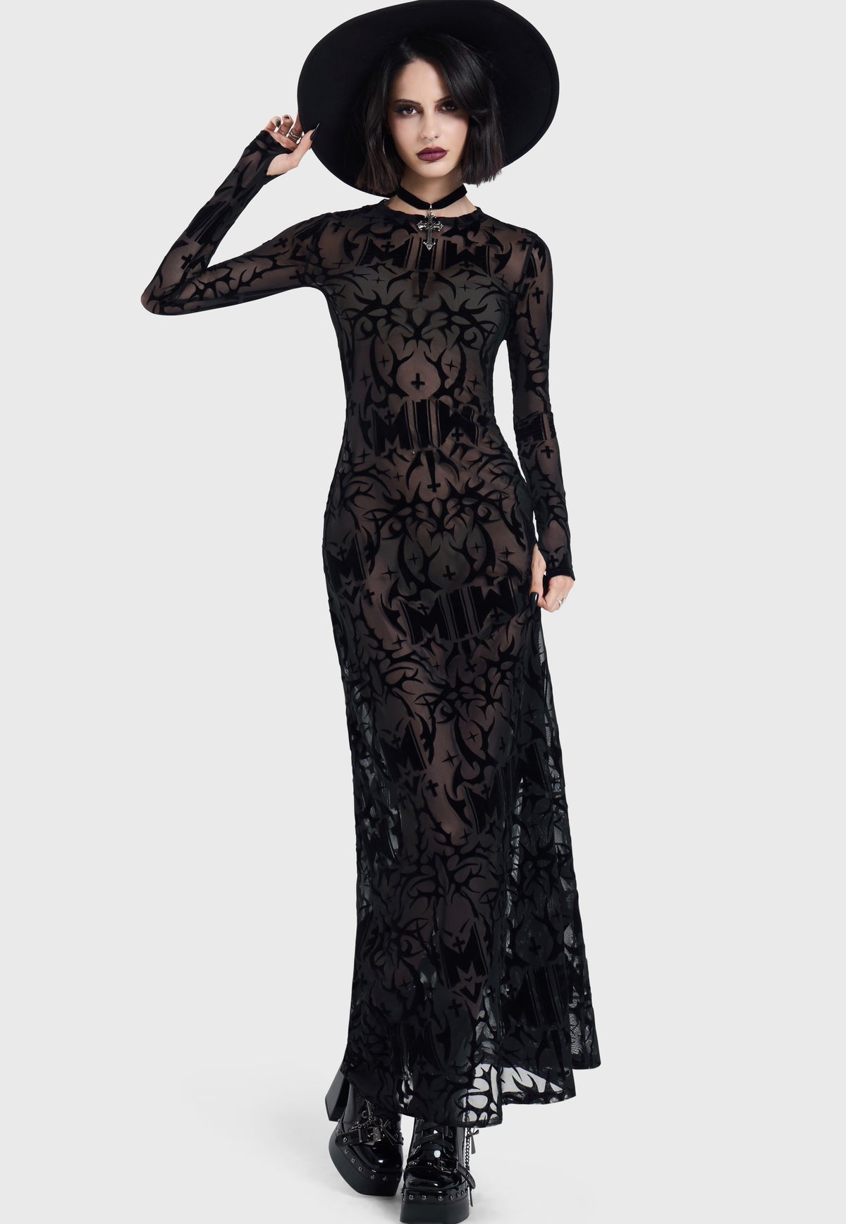 Killstar x Motionless in White Eternally Yours Flocked Maxi Multi Vestido | Women-Image