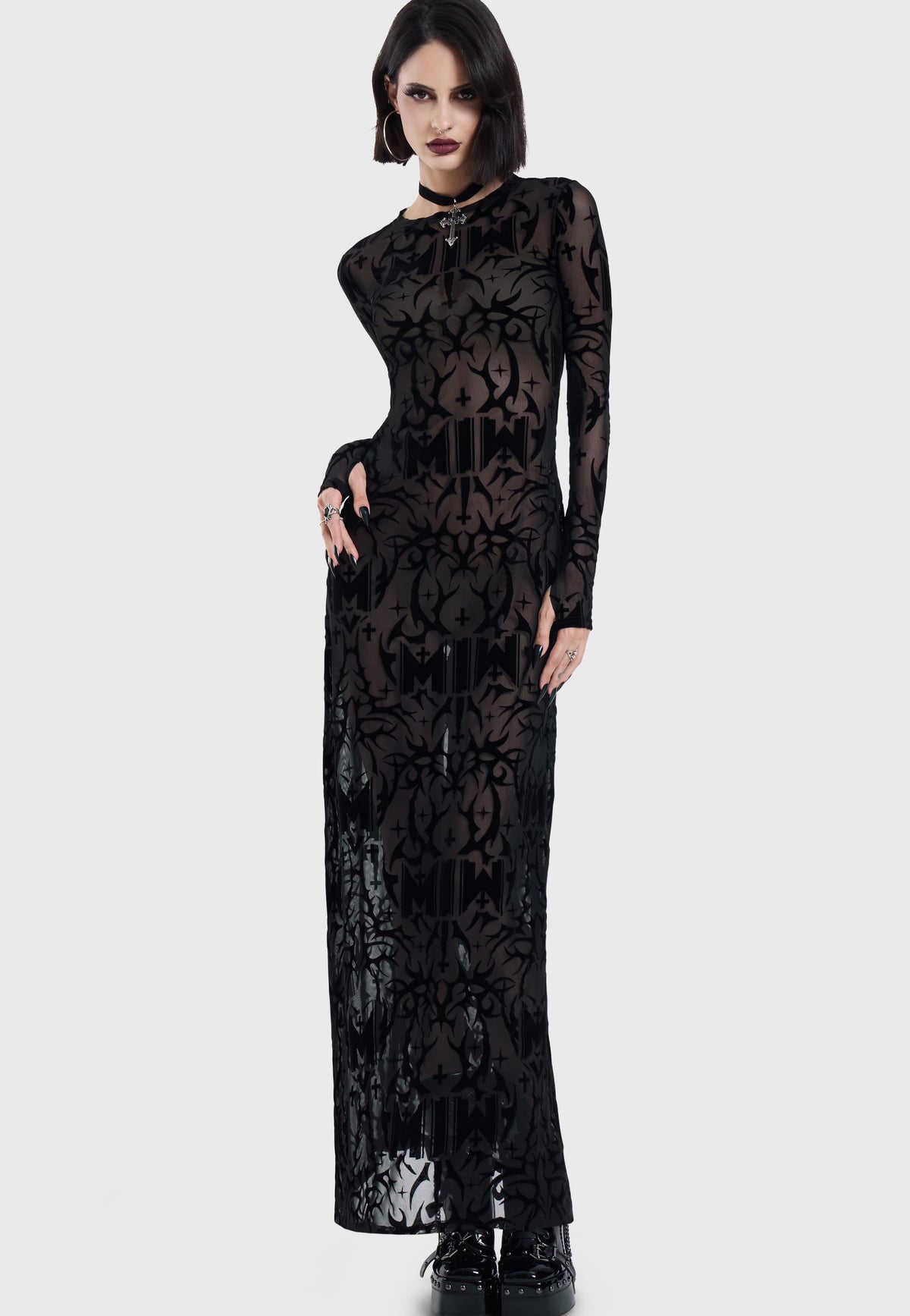 Killstar x Motionless in White Eternally Yours Flocked Maxi Multi Vestido | Women-Image