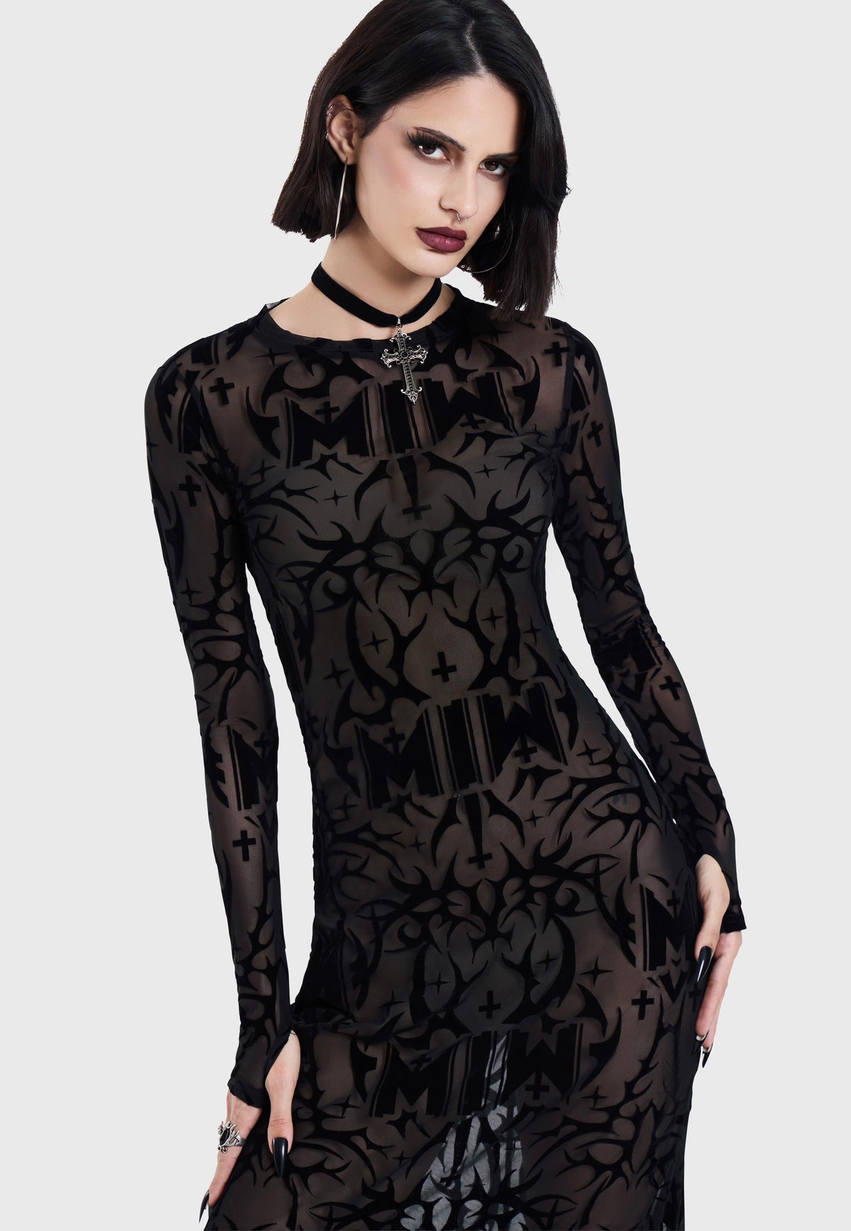 Killstar x Motionless in White Eternally Yours Flocked Maxi Multi Vestido | Women-Image