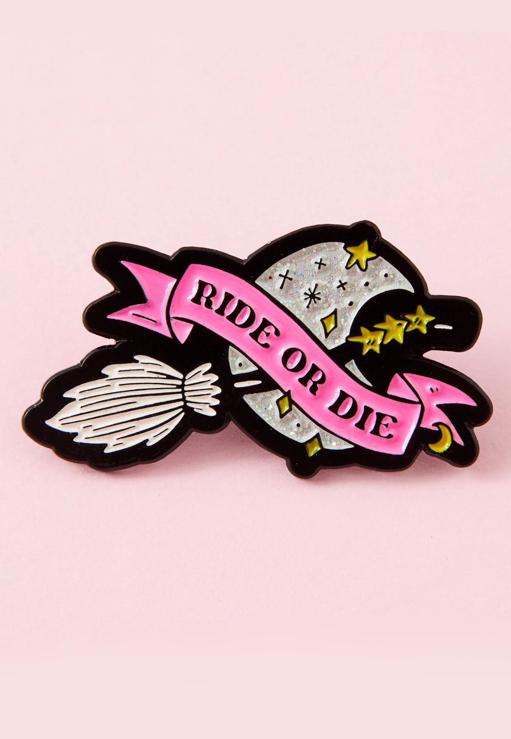 Punky Pins - Ride Or Die Broomstick Enamel - Pin | Neutral-Image