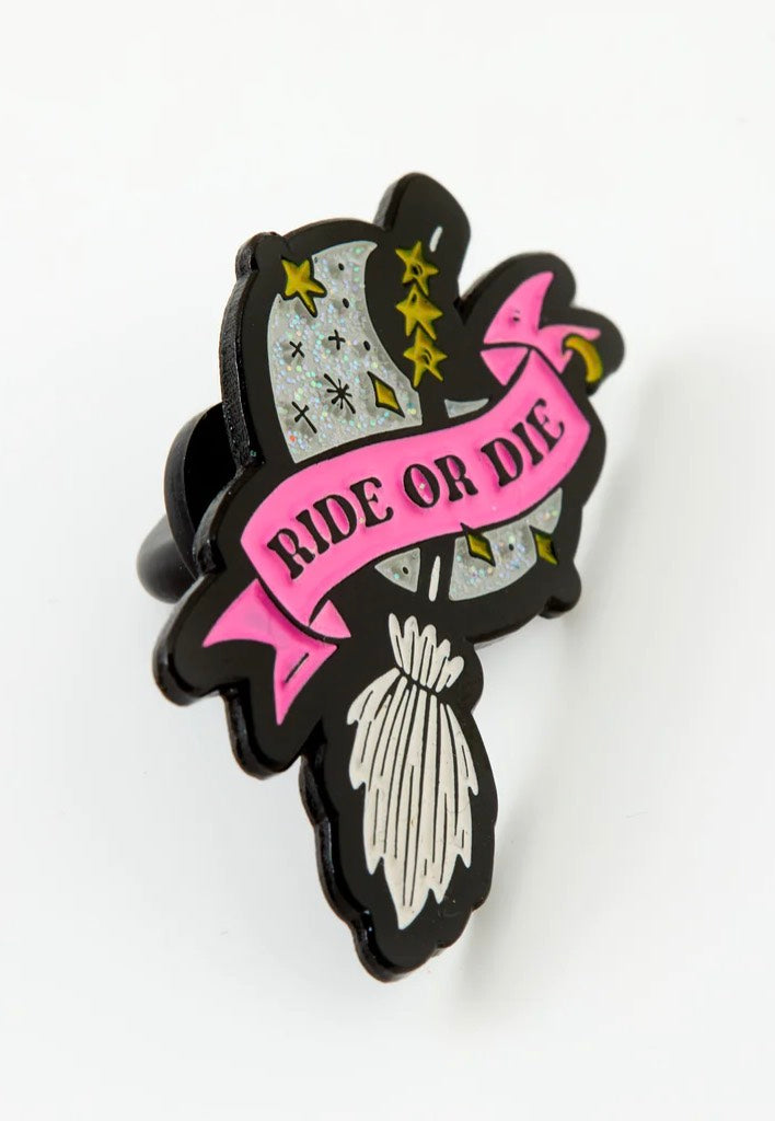 Punky Pins - Ride Or Die Broomstick Enamel - Pin | Neutral-Image
