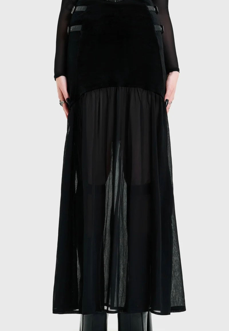 Killstar Estria Hex Chiffon Maxi Black Paita | Women-Image