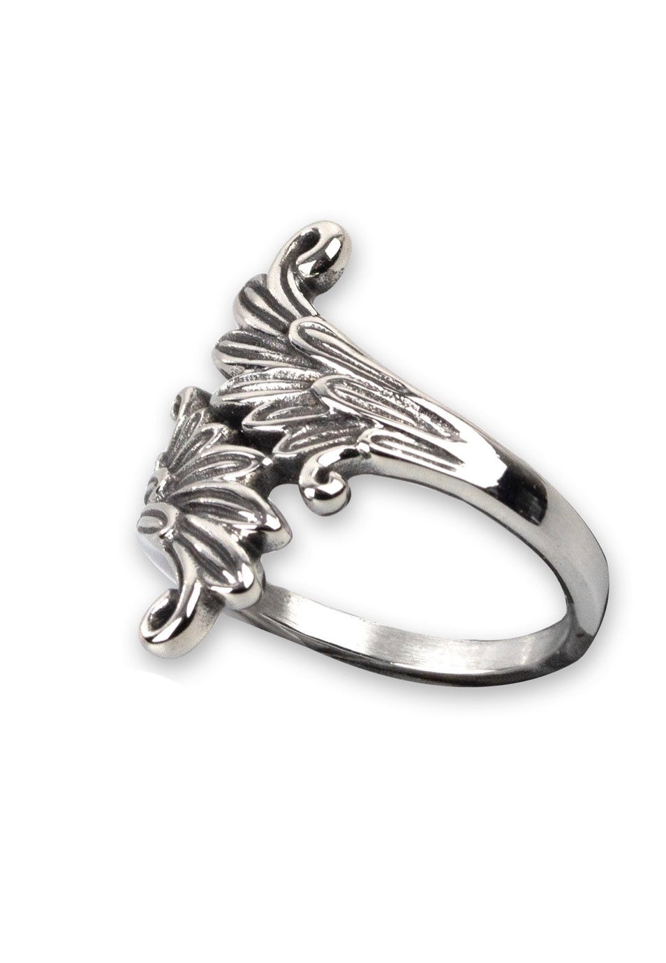 etNox Mirrored Wings Silver Ring | Neutral-Image