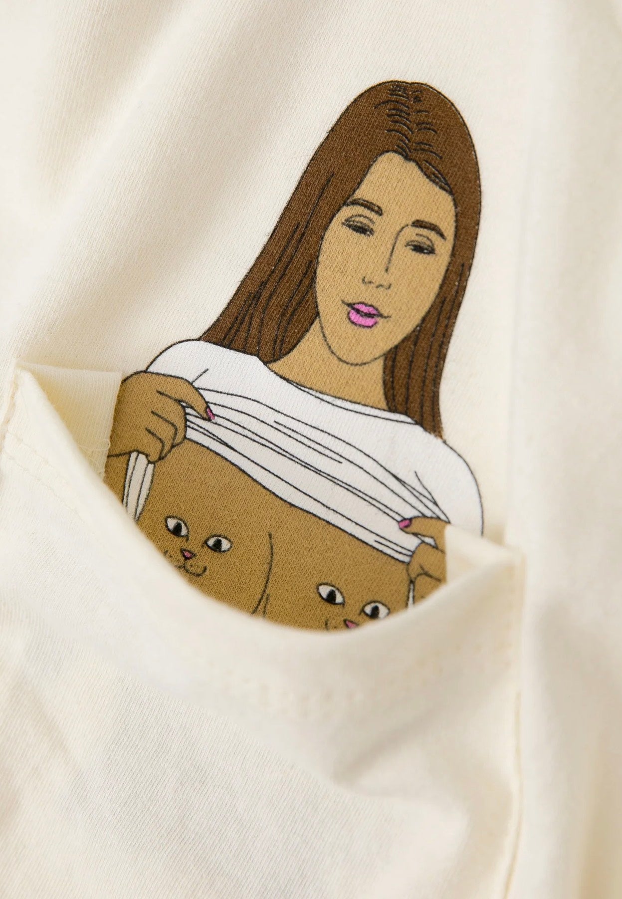 RIPNDIP - Flashing Kittys Pocket Natural - T-Shirt | Men-Image