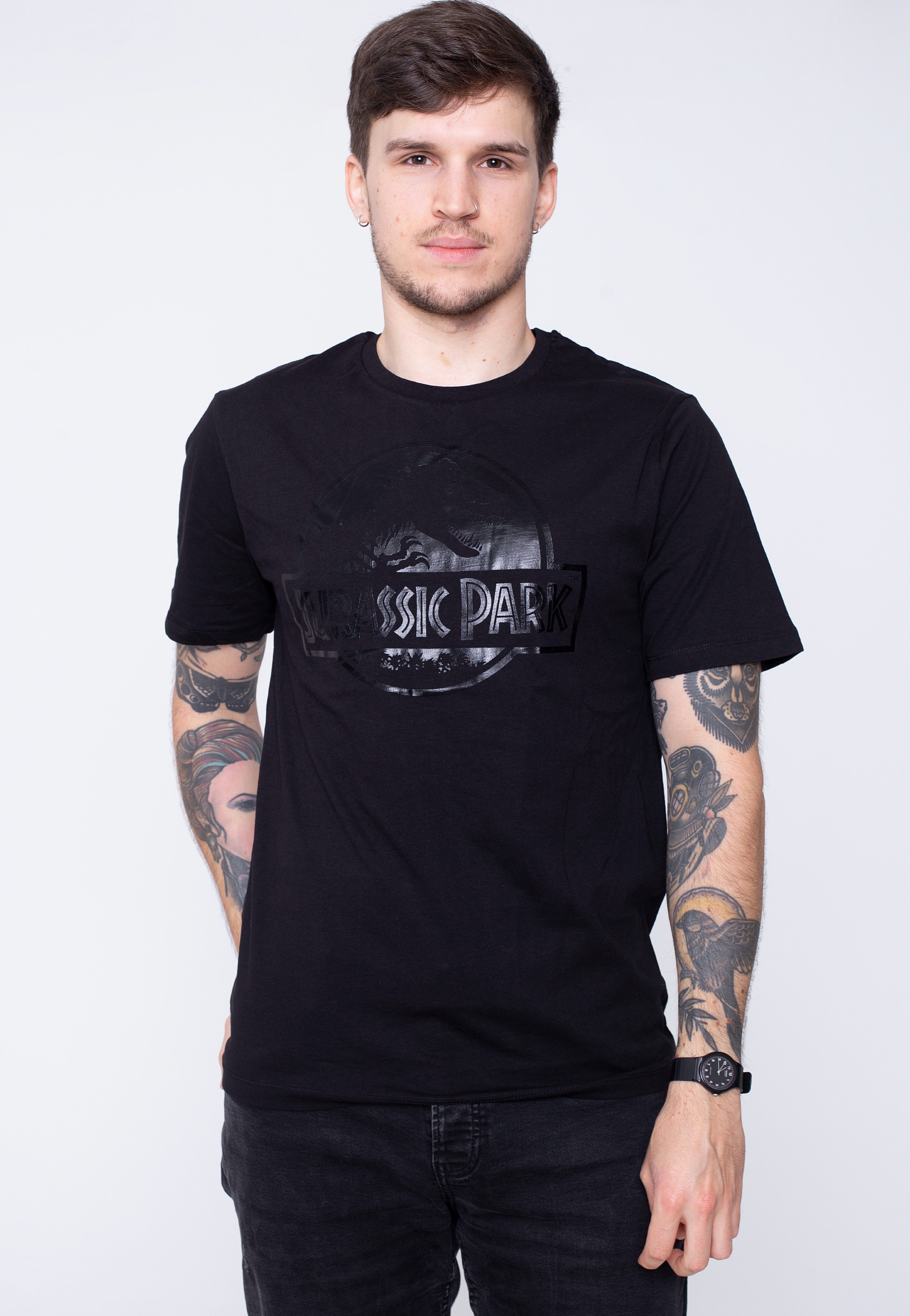 Jurassic Park - Logo Black On Black - T-Shirt | Men-Image