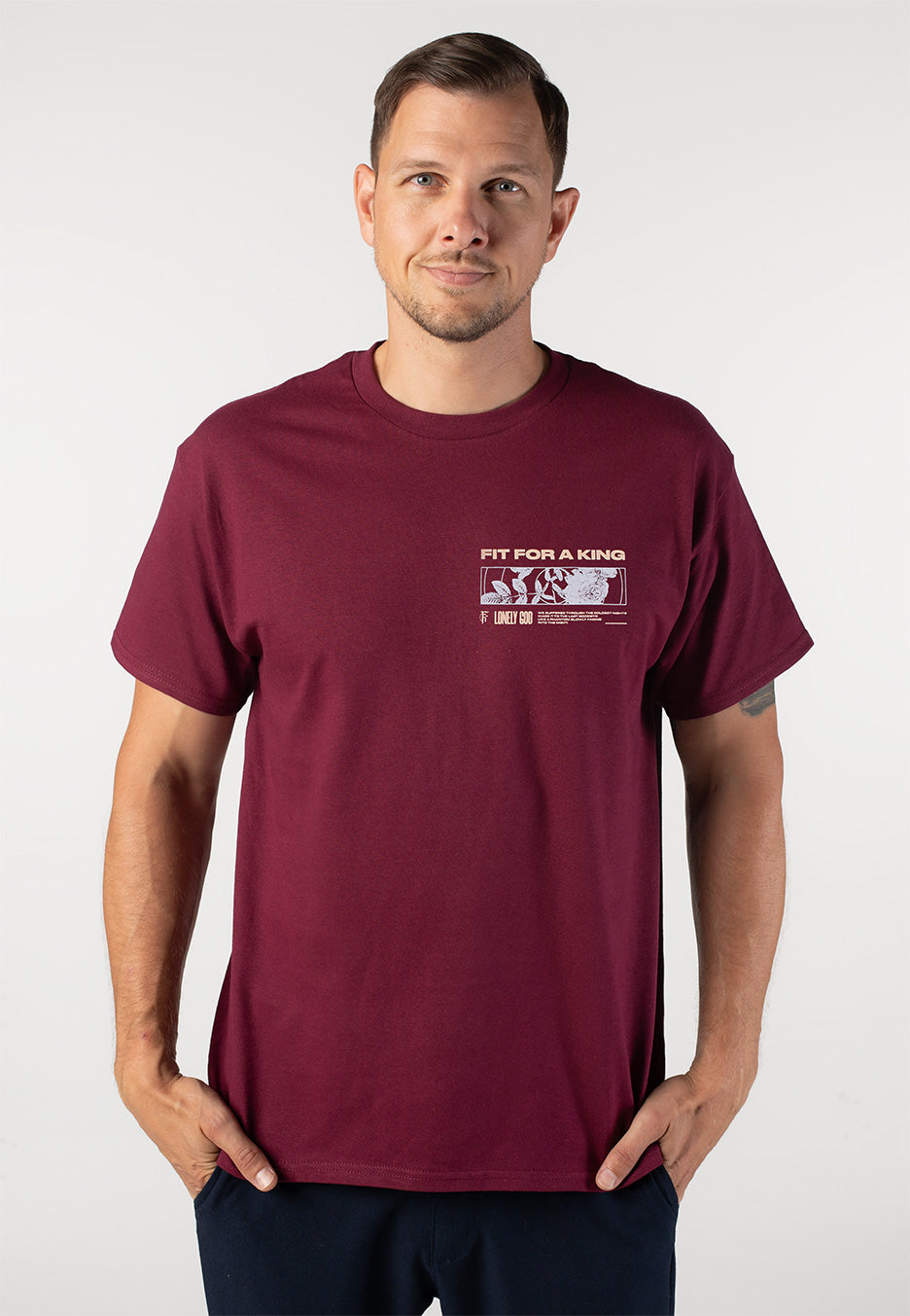 Fit For A King Flowers Maroon T-Shirt | Men-Image