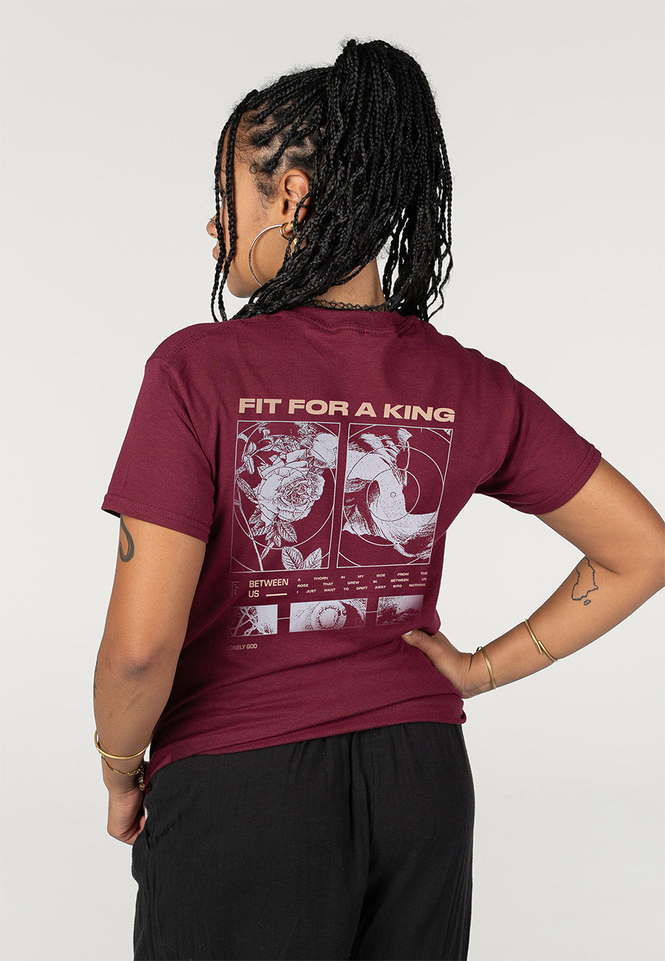 Fit For A King Flowers Maroon T-Shirt | Women-Image