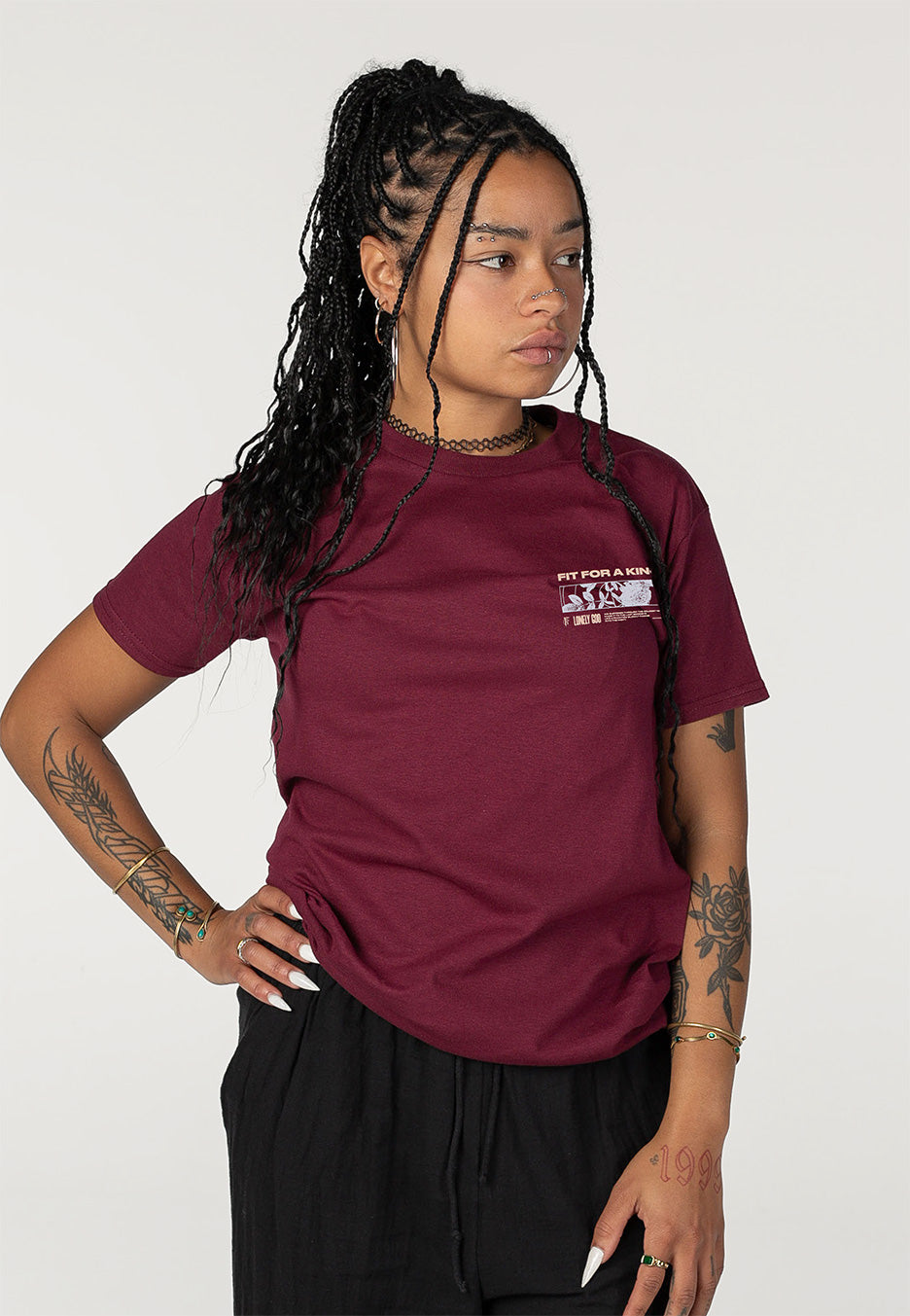 Fit For A King Flowers Maroon T-Shirt | Women-Image