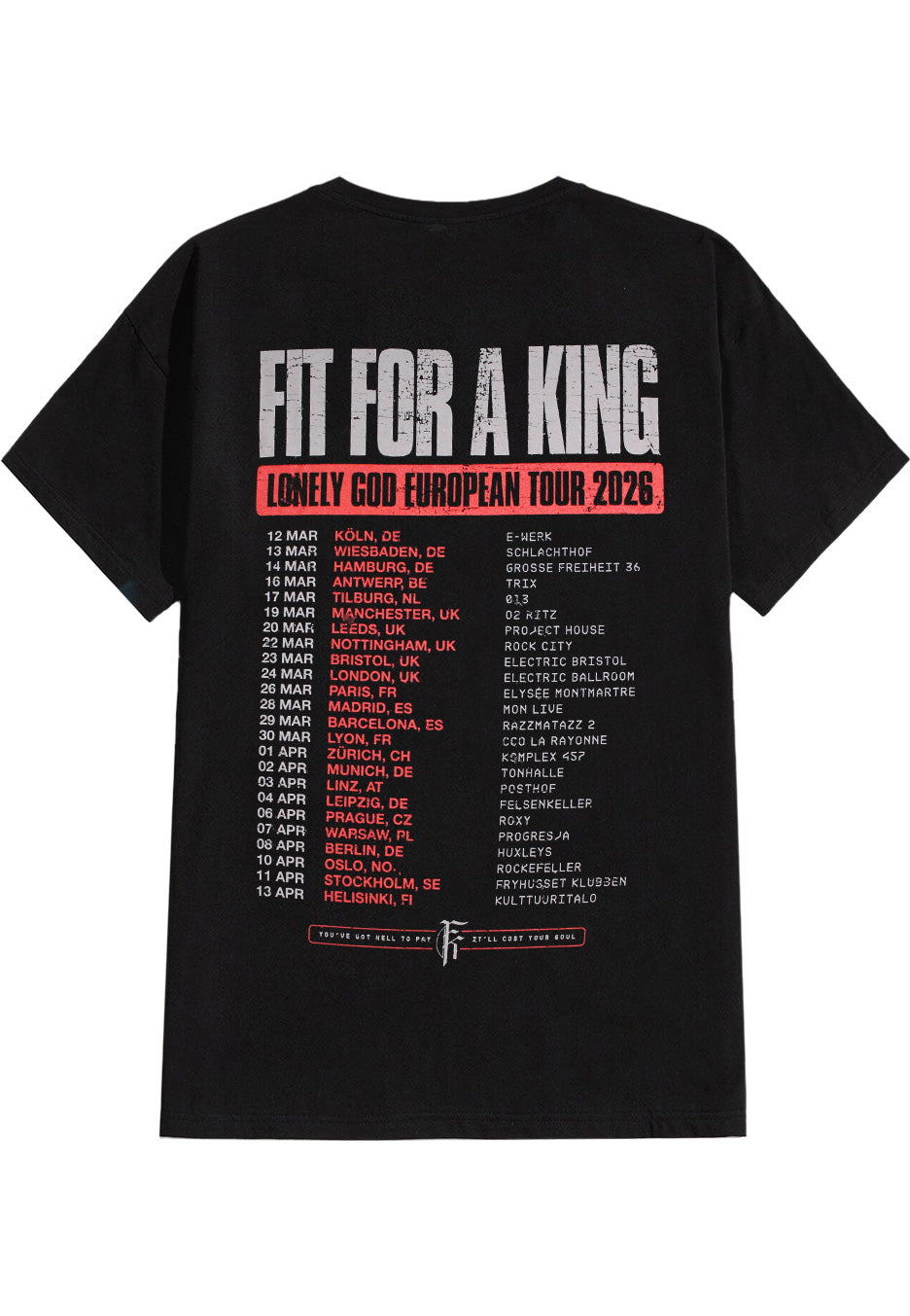 The BONEZ I’m Not Your King Tour Tee XXL Fit For A King Tour 2026 - T-Shirt | Impericon