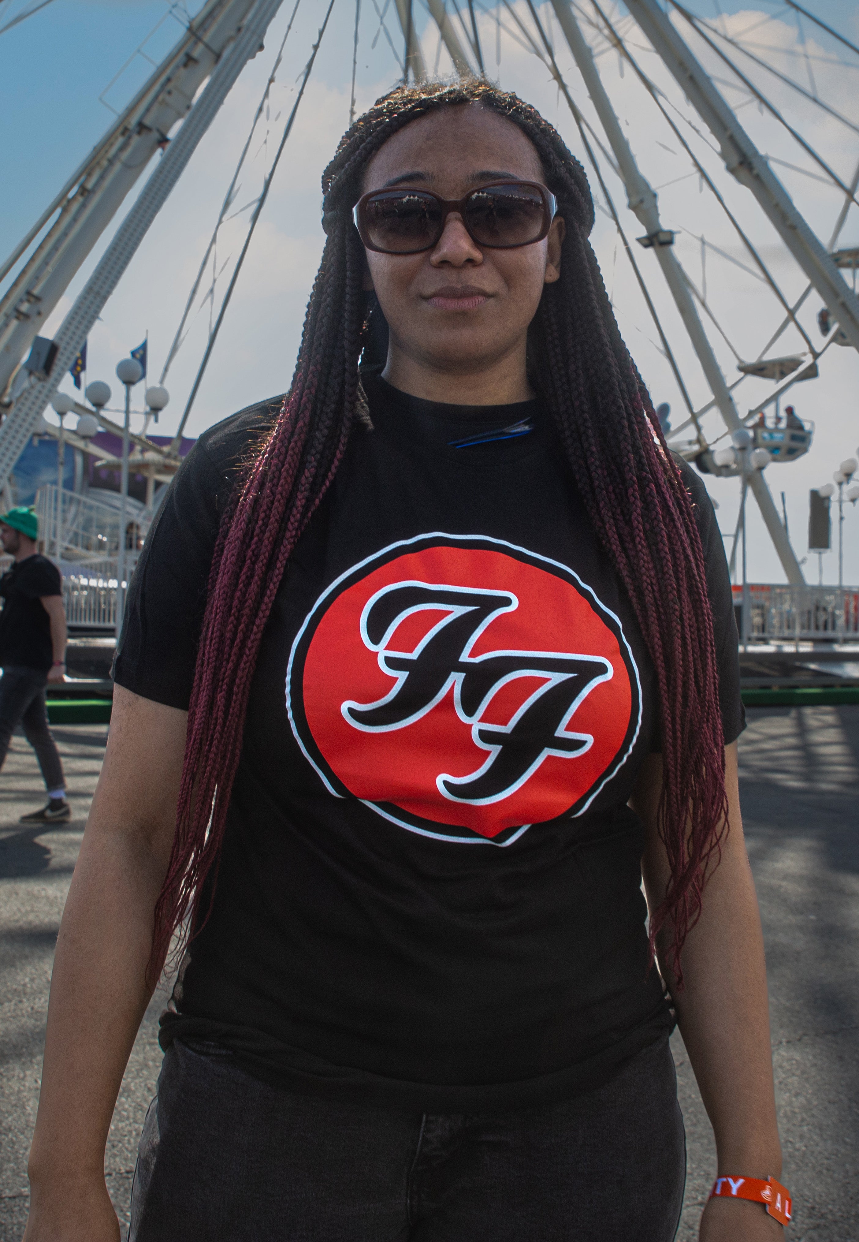 Foo Fighters Logo Red Circle Frauen T-Shirt – Schwarz, 100% Baumwolle, Offizielles Band-Merch