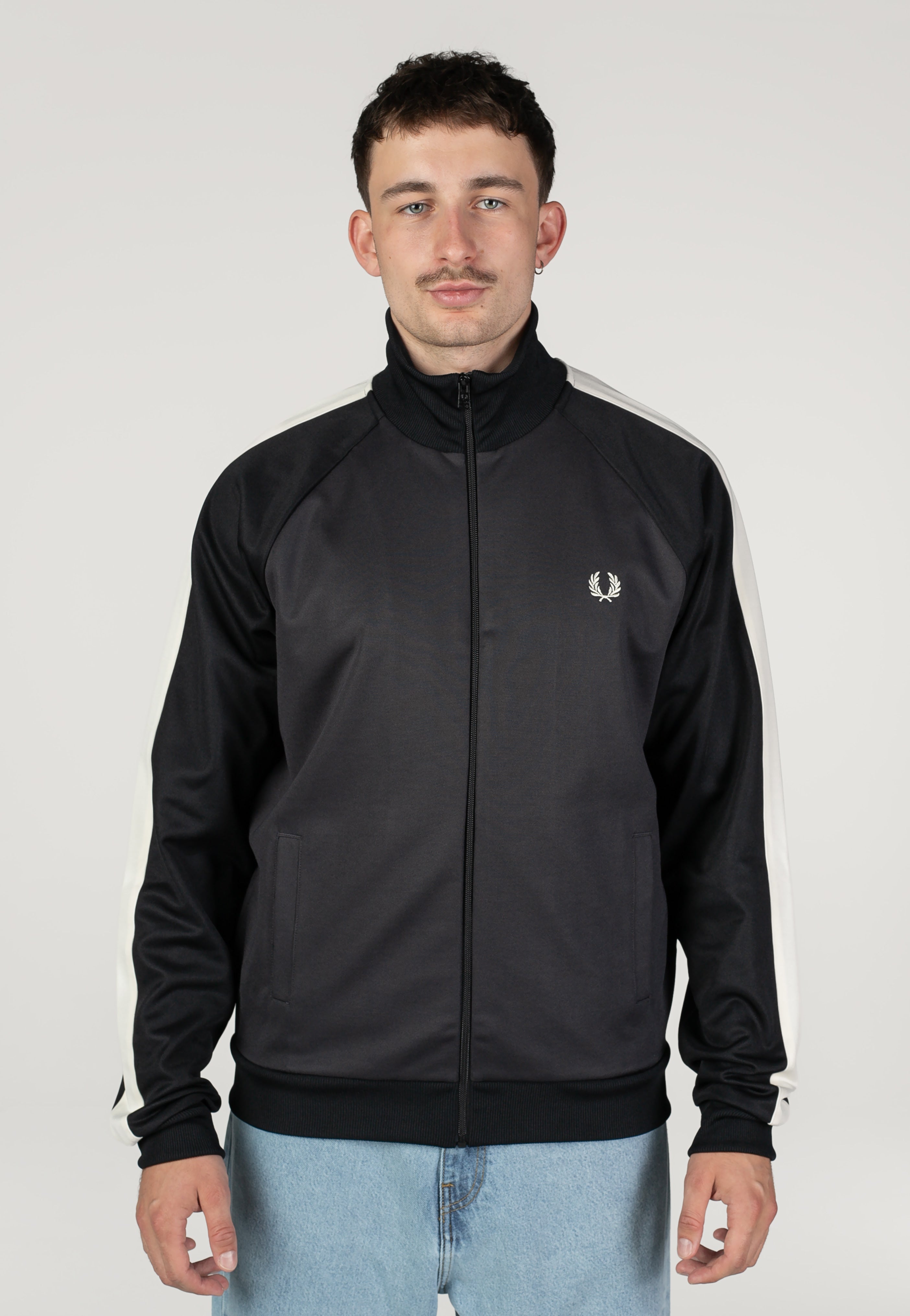 Fred Perry - Contrast Sleeve Anchor Grey - Track Jacket | Men-Image