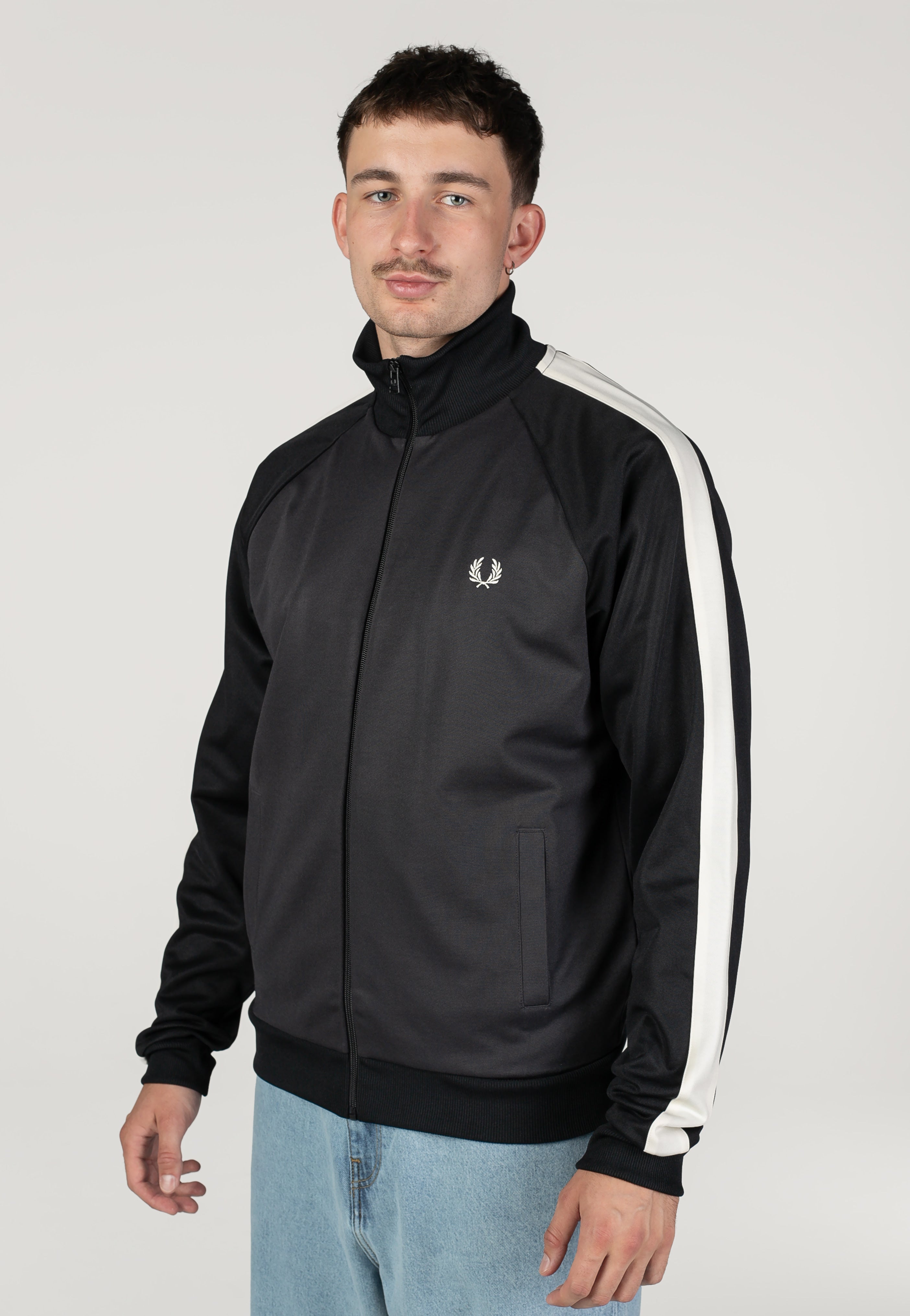 Fred Perry - Contrast Sleeve Anchor Grey - Track Jacket | Men-Image