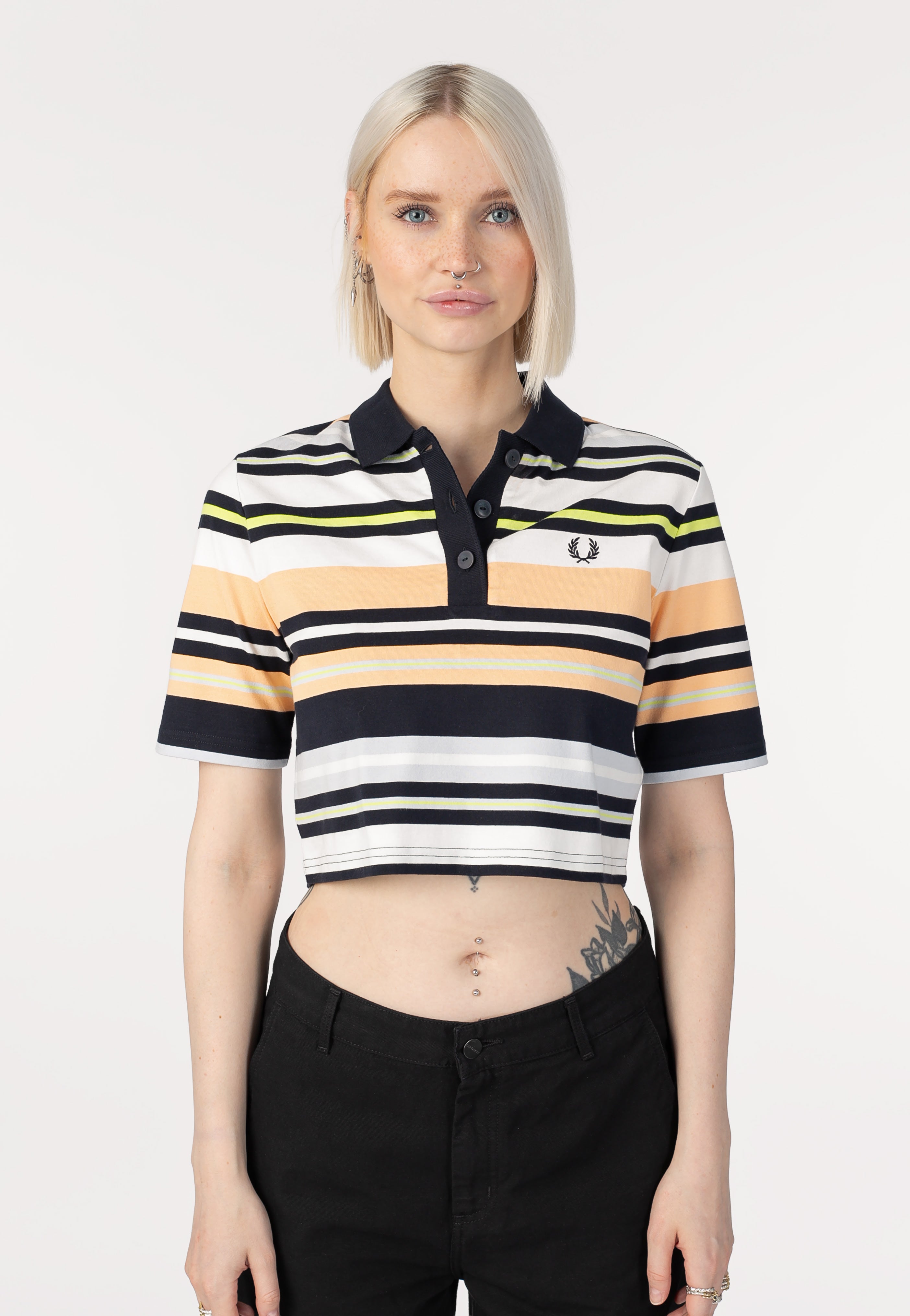 Fred Perry - Striped Polo Navy - Polo | Women-Image