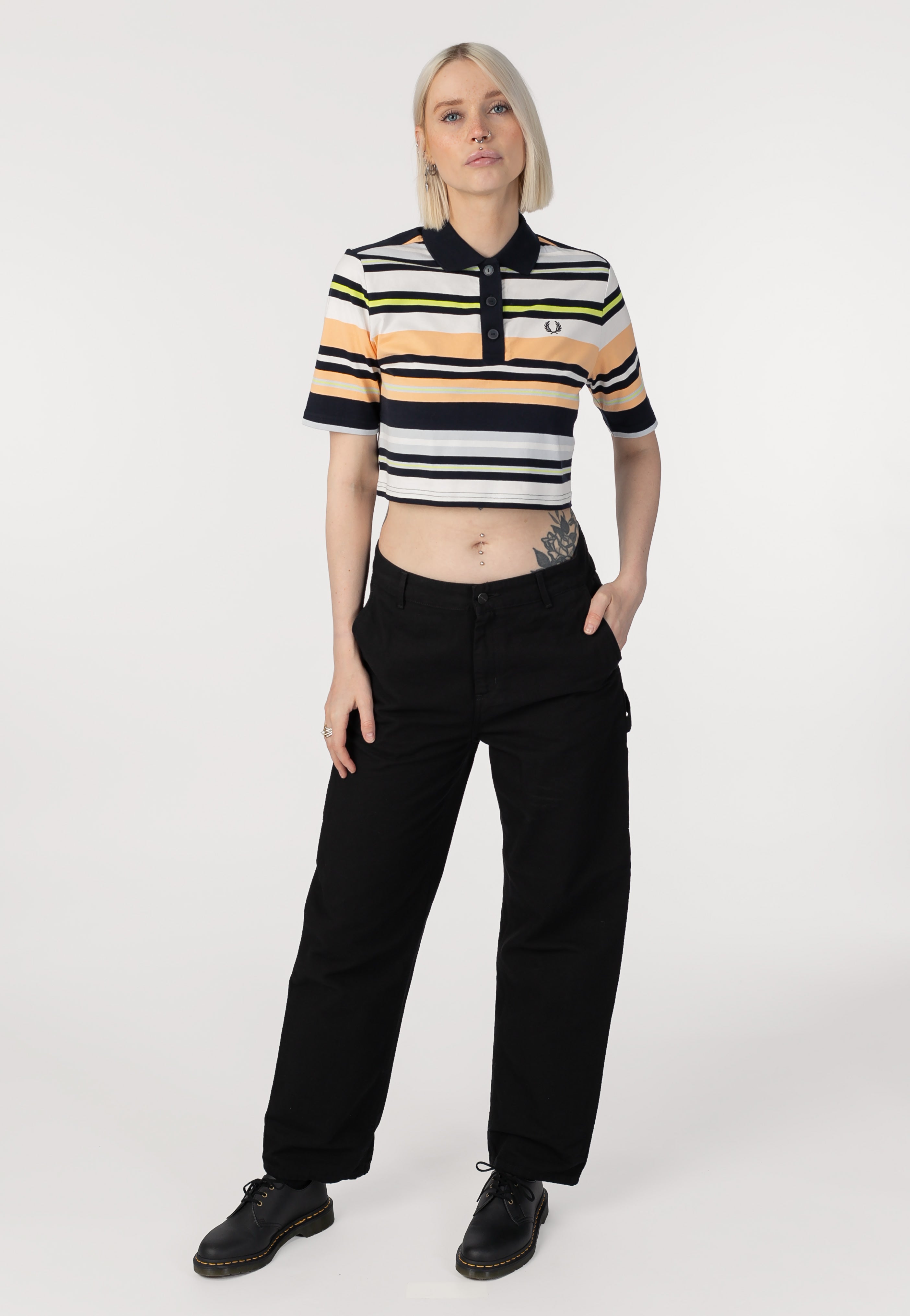 Fred Perry - Striped Polo Navy - Polo | Women-Image