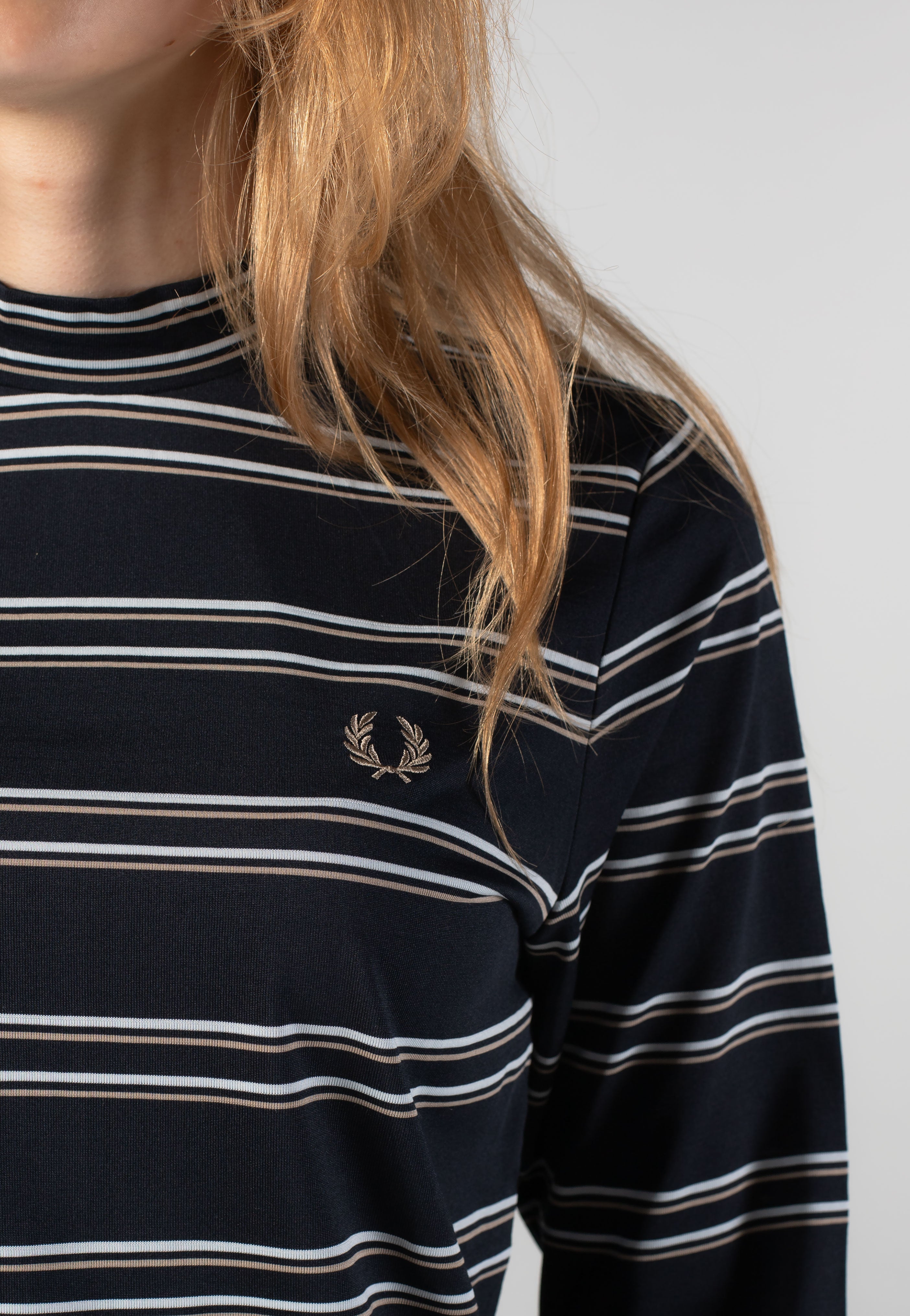 Fred Perry - Striped Mock Neck Navy - Longsleeve | Women-Image