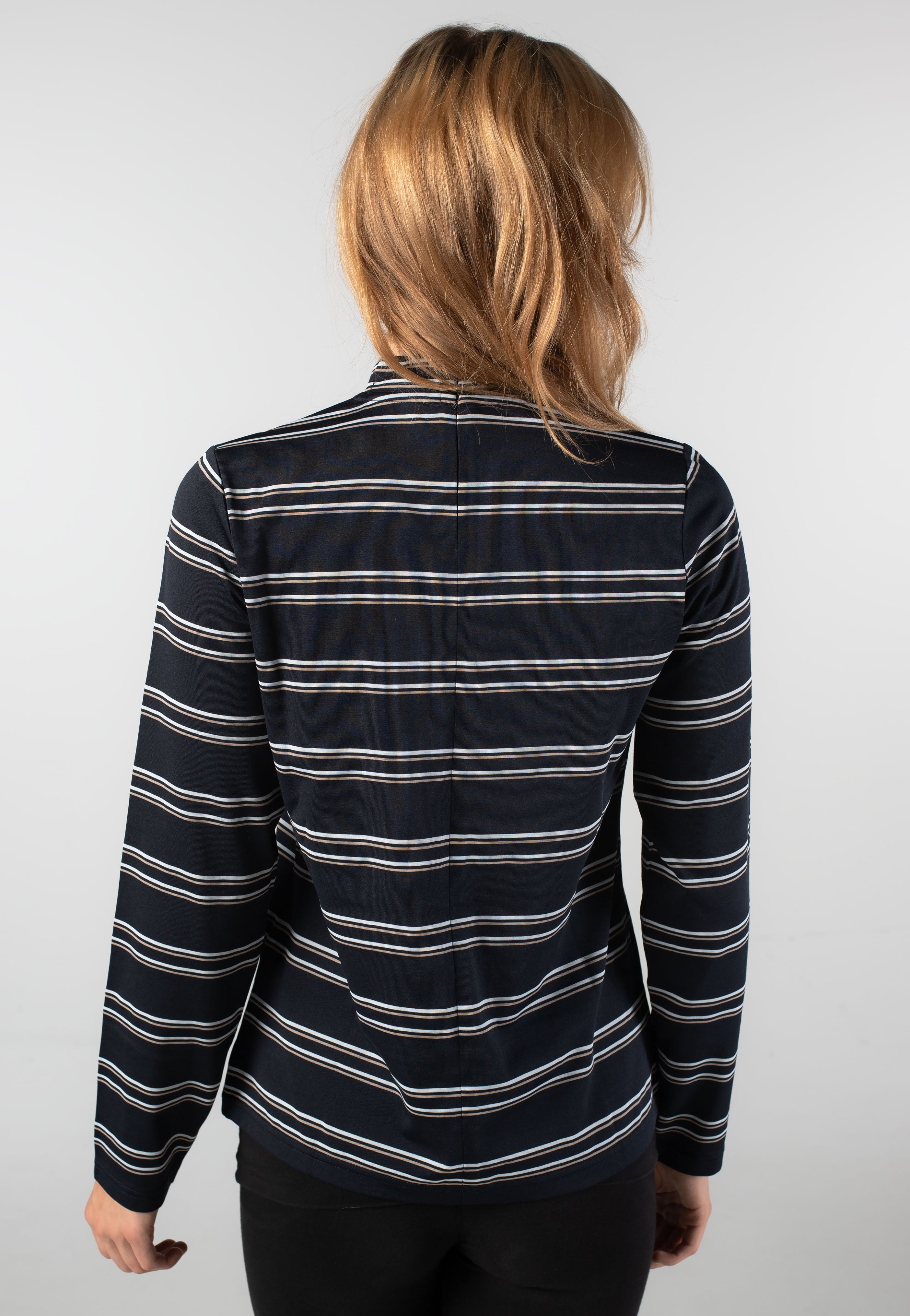 Fred Perry - Striped Mock Neck Navy - Longsleeve | Women-Image