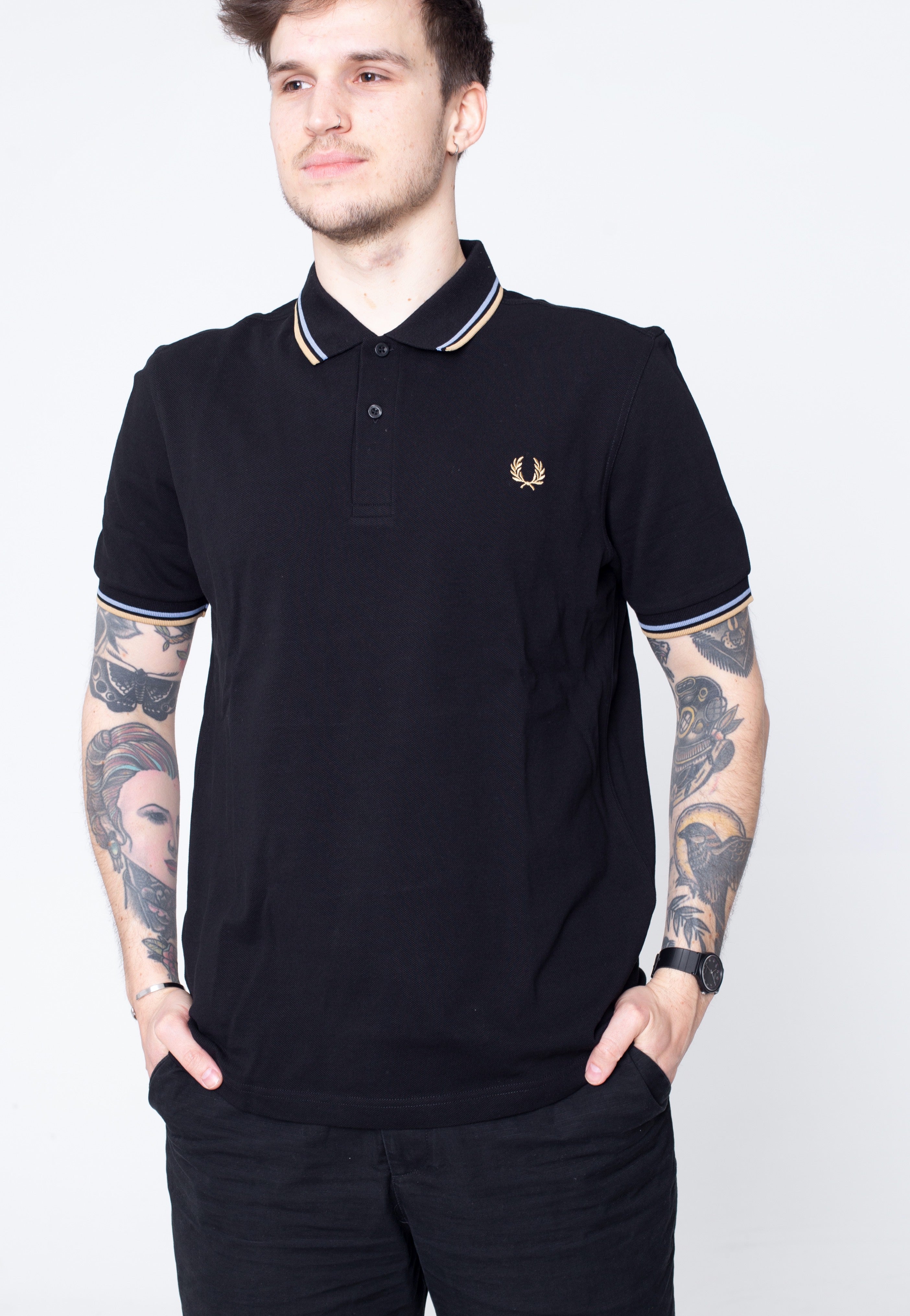 Fred Perry - Twin Tipped Black/Sky/Desert - Polo | Men-Image
