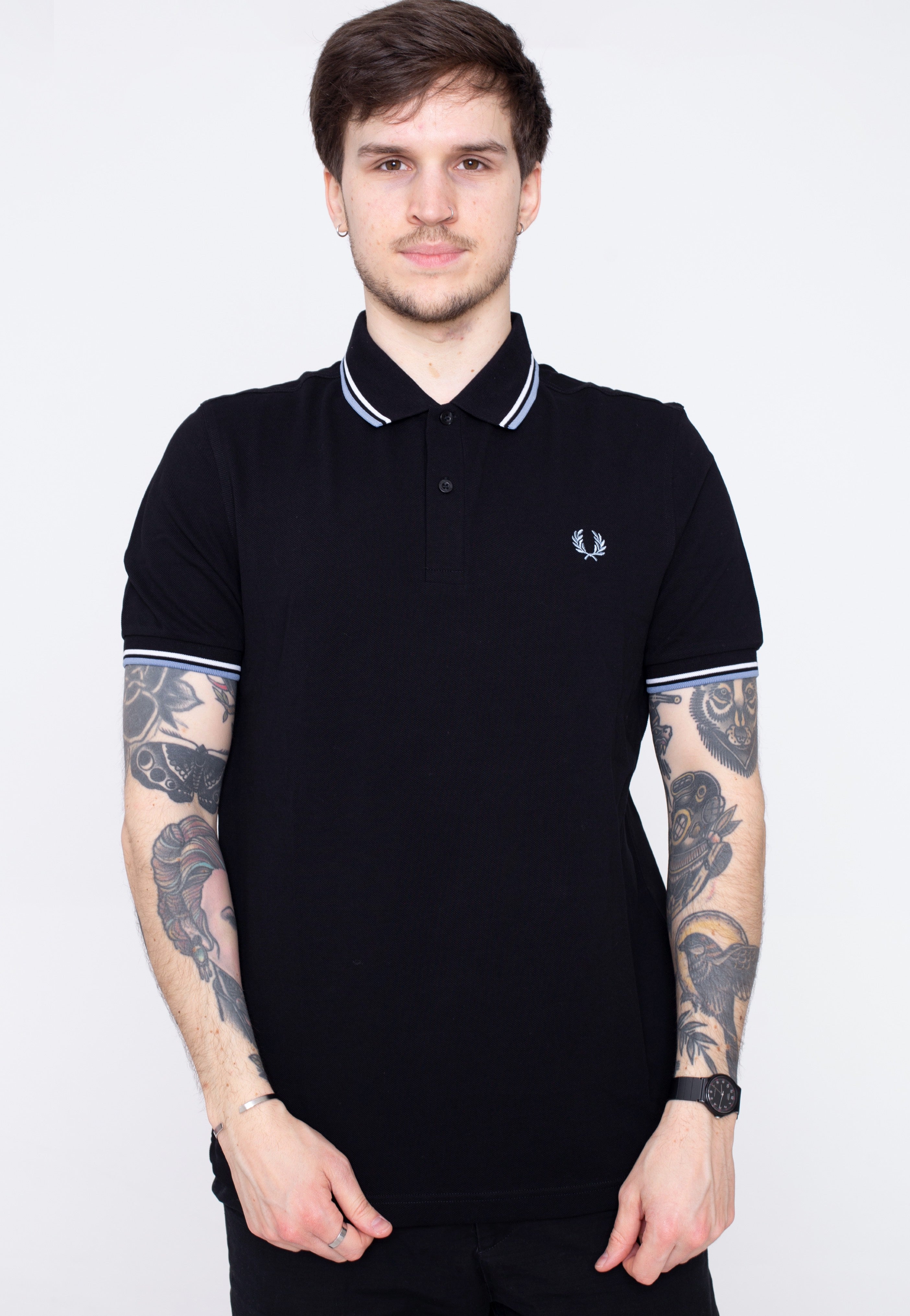 Fred Perry - Twin Tipped Fred Perry Blk/White/Sky - Polo | Men-Image