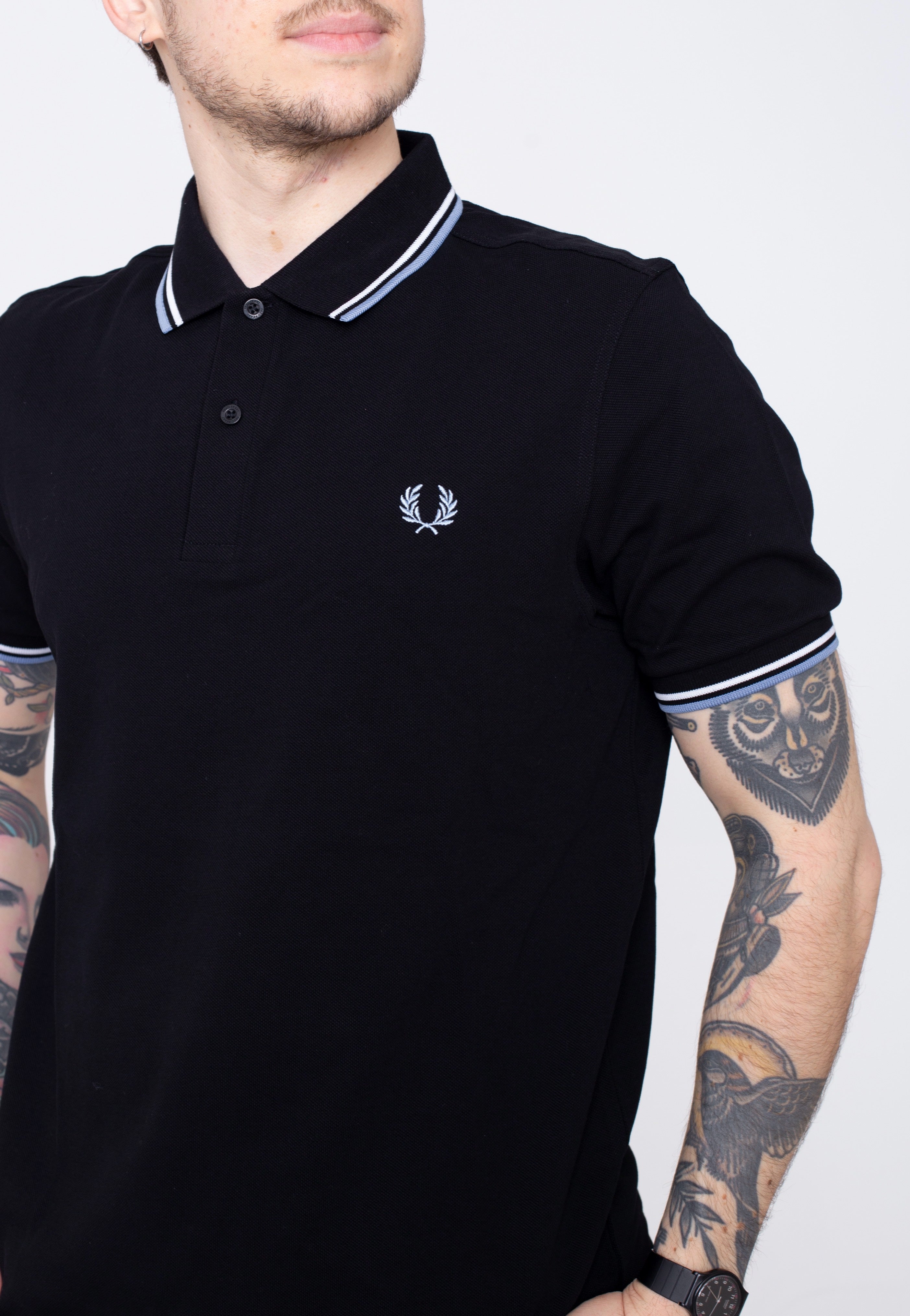Fred Perry - Twin Tipped Fred Perry Blk/White/Sky - Polo | Men-Image