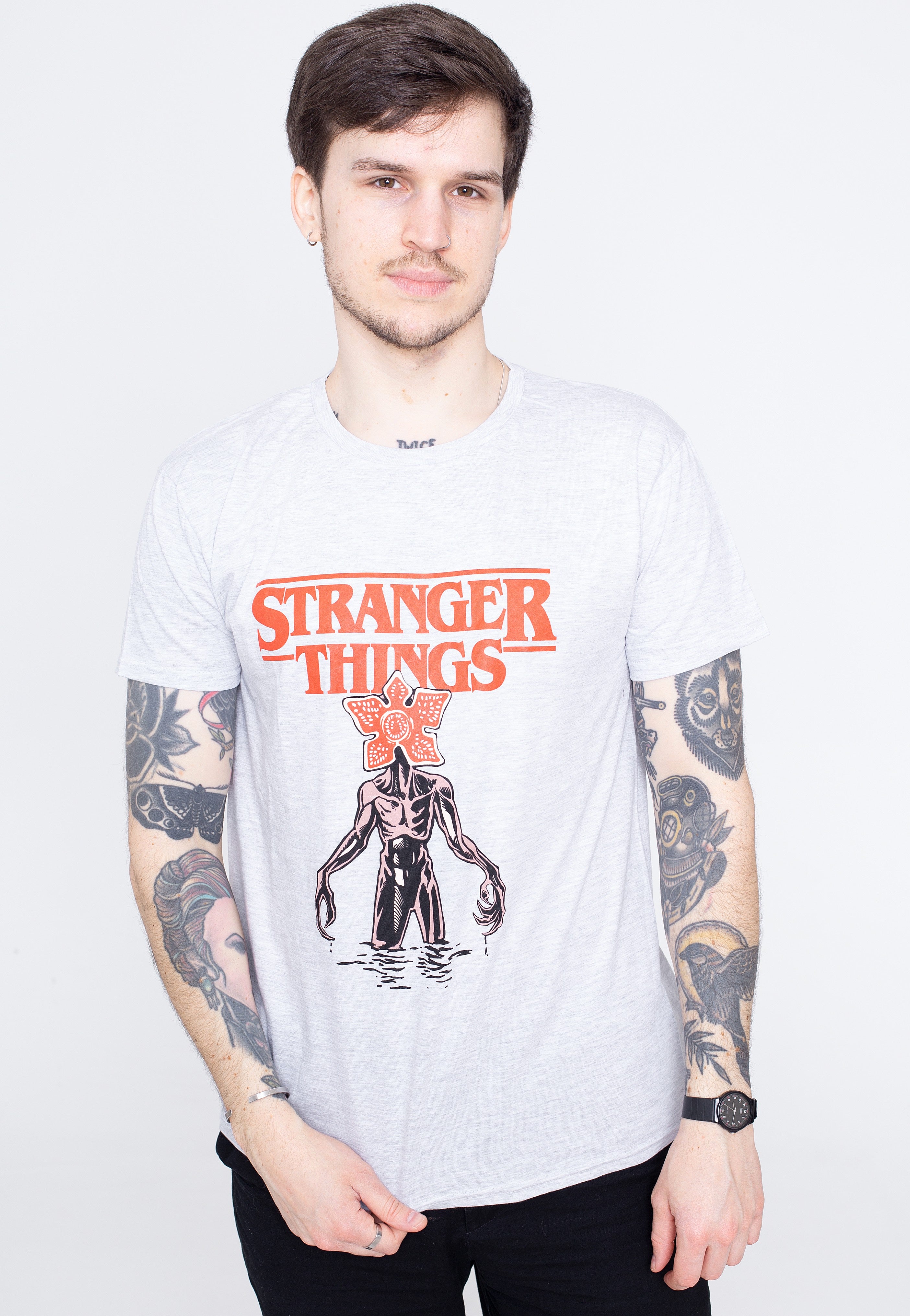 Stranger Things - Logo Demogorgon Grey - T-Shirt | Men-Image
