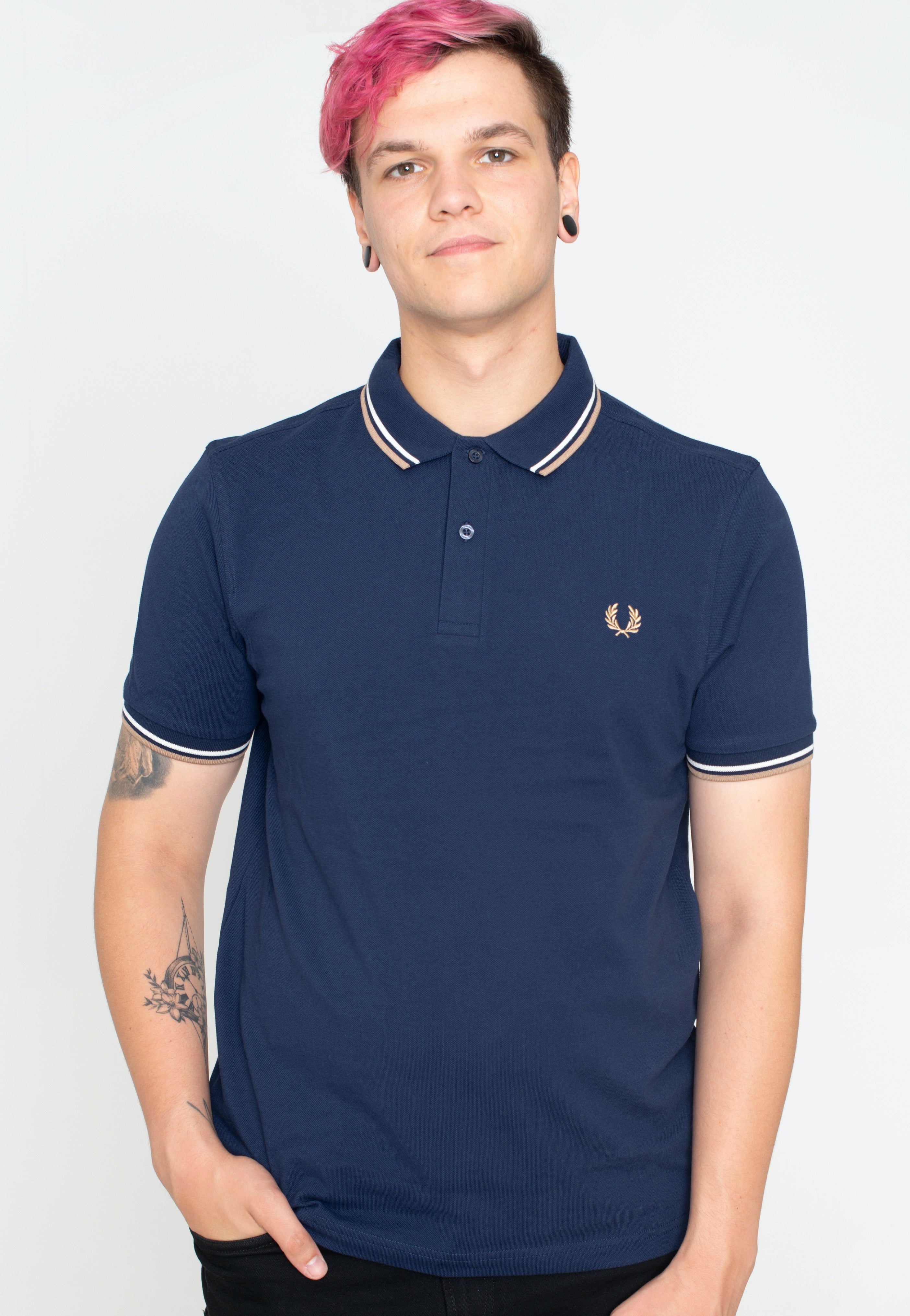 Fred Perry - Twin Tipped French Navy / Ecru / Warm Stone - Polo | Men-Image
