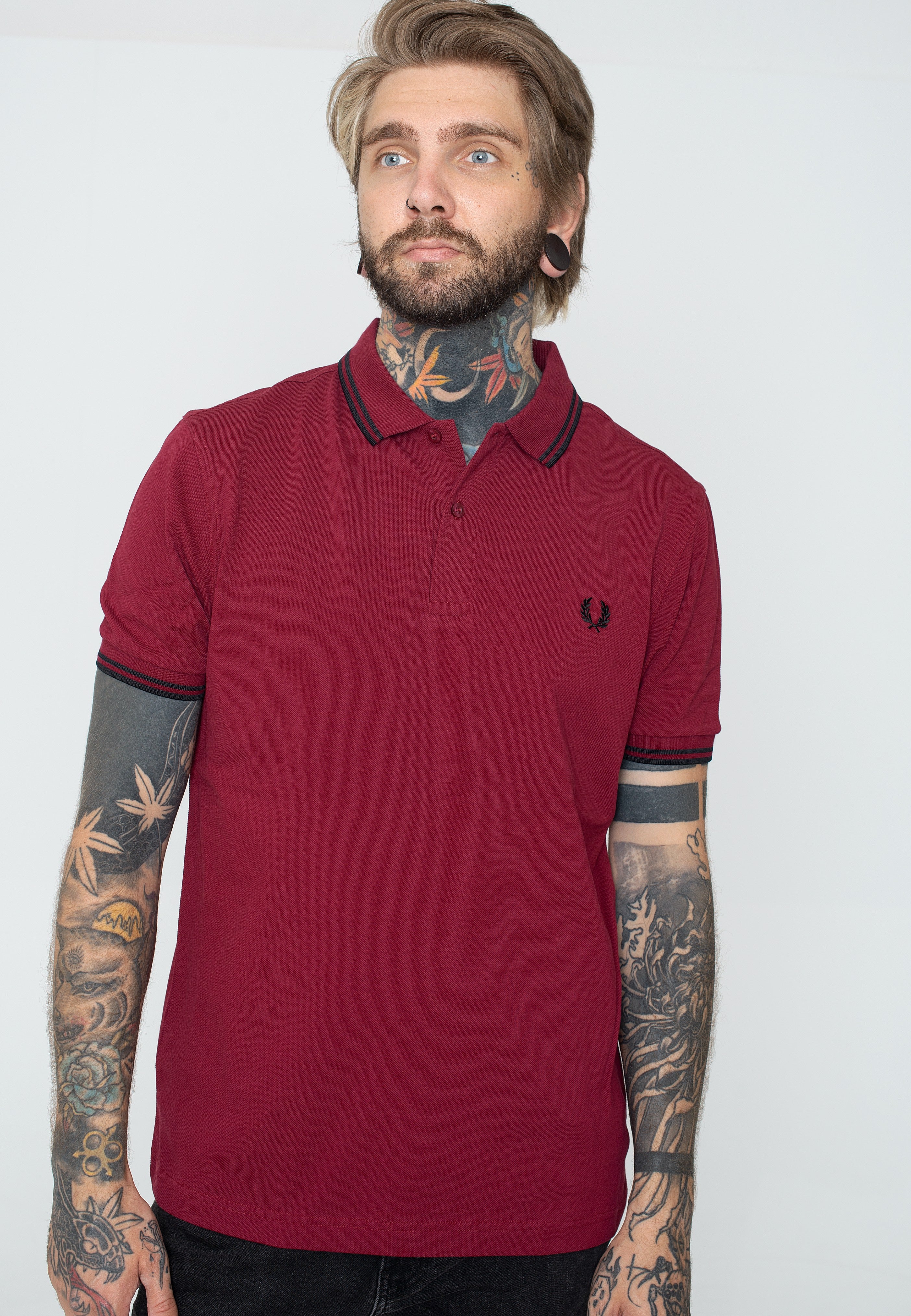 Fred Perry - Twin Tipped Tawny Port / Black / Black - Polo | Men-Image