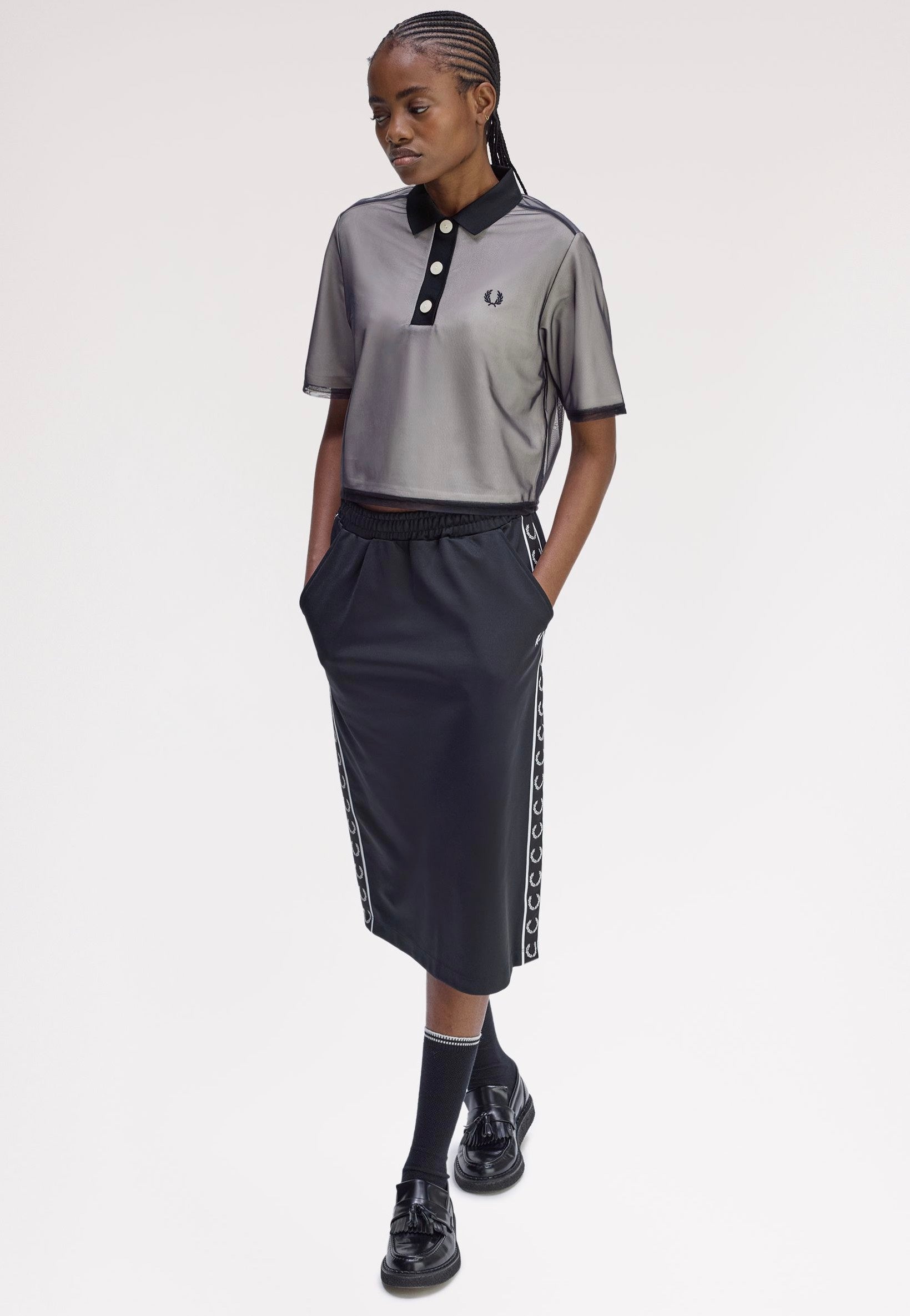 Fred Perry - Mesh Overlay Navy - Polo | Women-Image