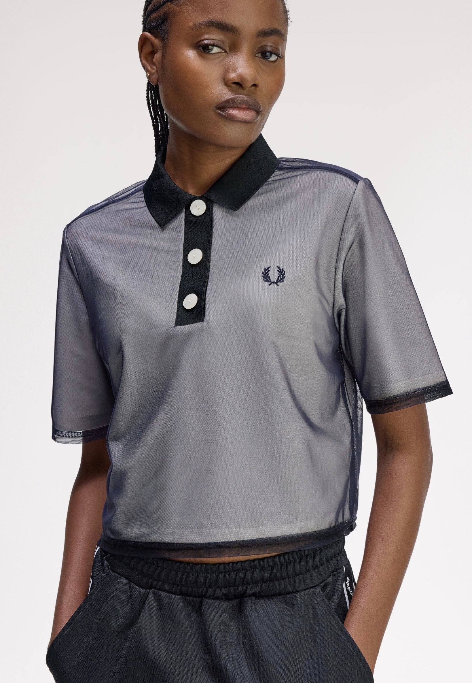 Fred Perry - Mesh Overlay Navy - Polo | Women-Image