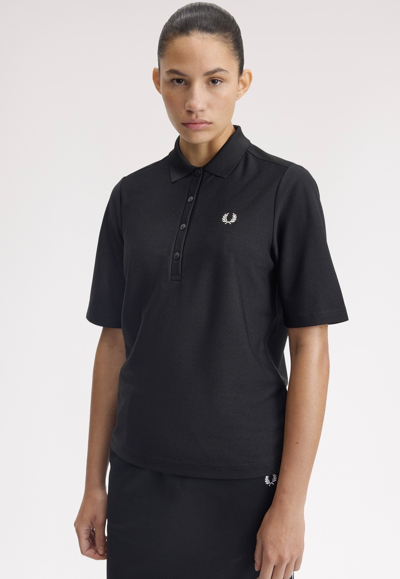 Fred Perry - Textured Jersey Black - Polo | Women-Image