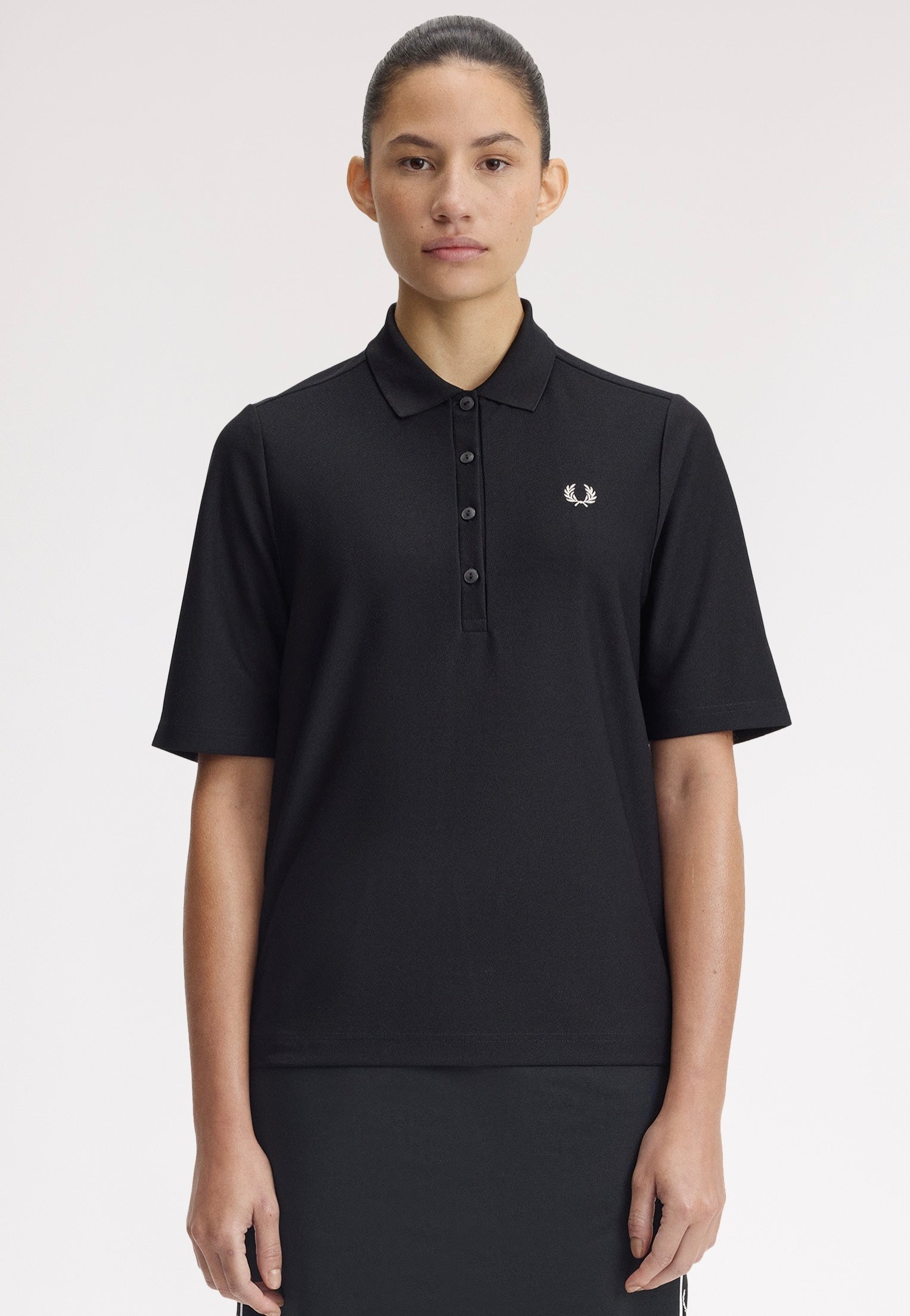 Fred Perry - Textured Jersey Black - Polo | Women-Image