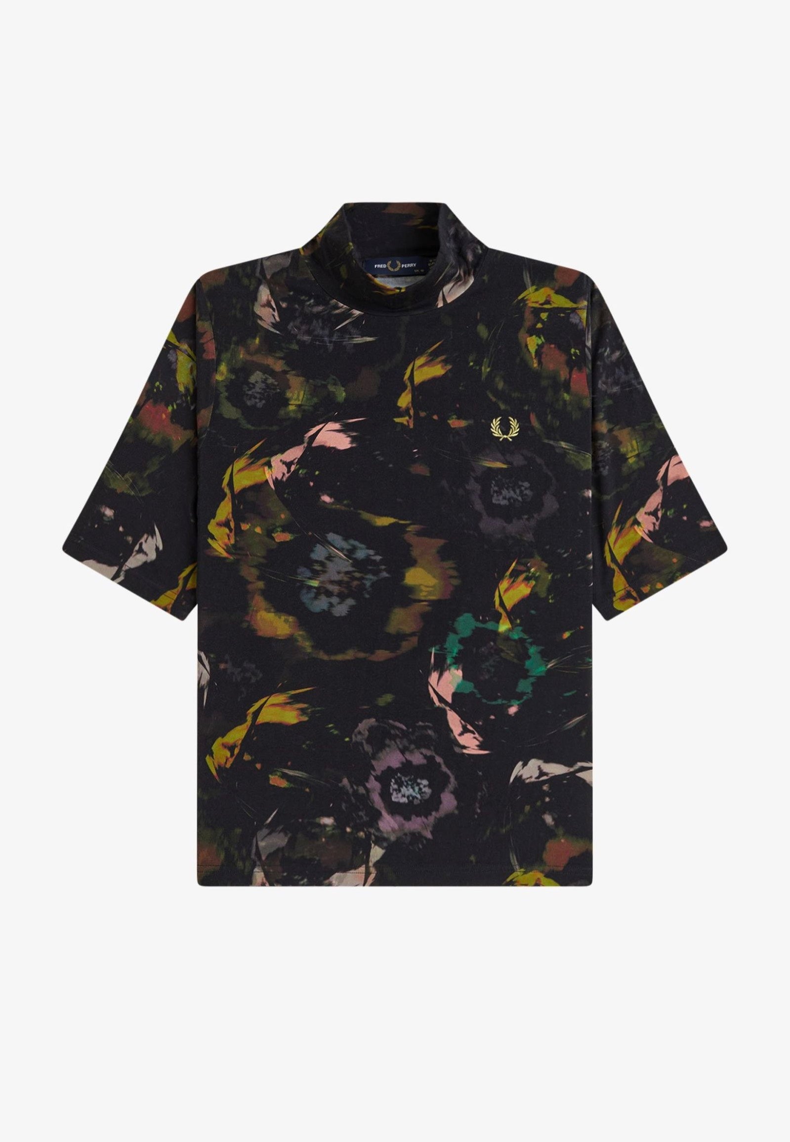 Fred Perry - Floral Print Black - T-Shirt | Women-Image