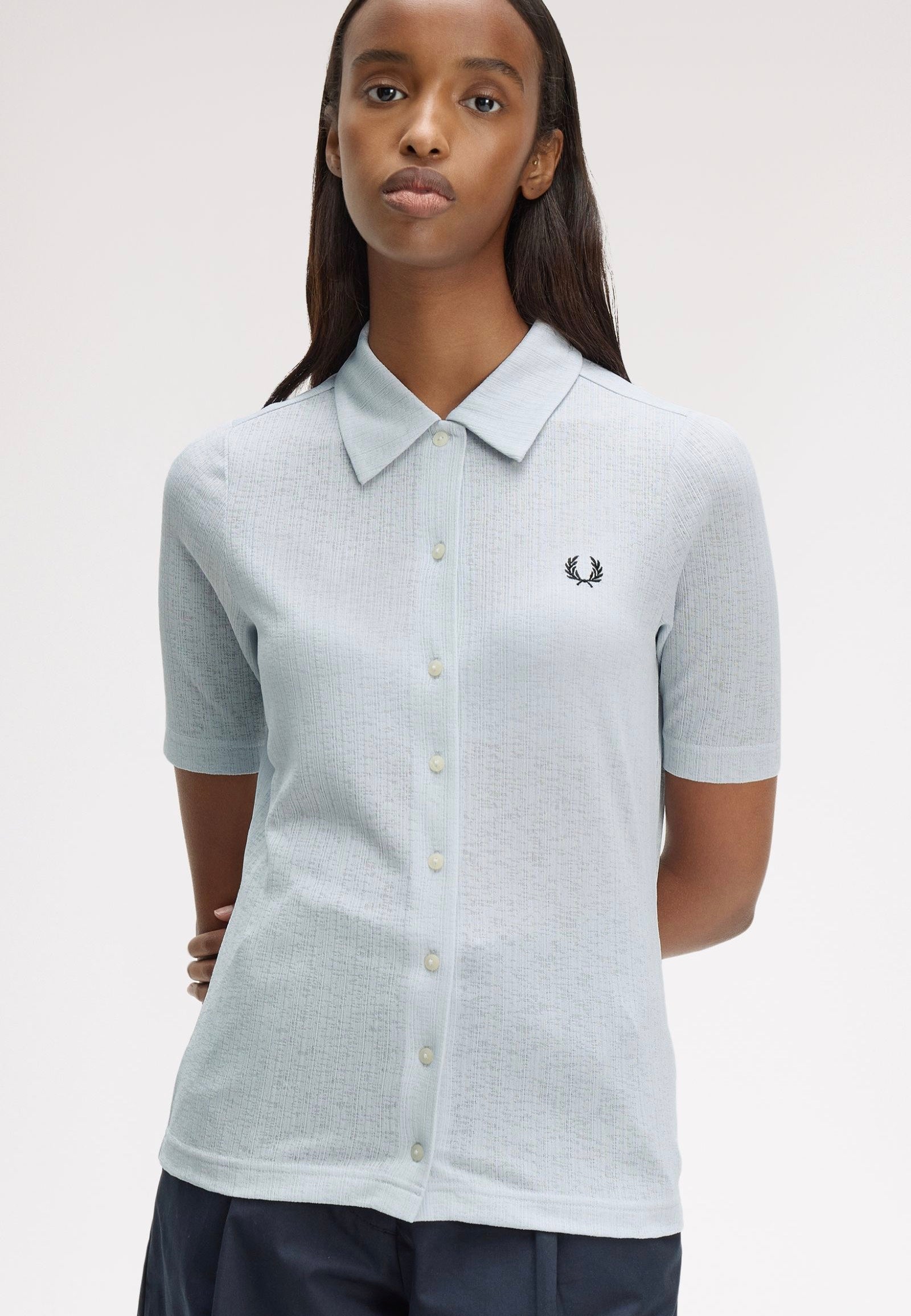 Fred Perry - Button-Through Sheer Rib Dusky Blue - Shirt | Women-Image