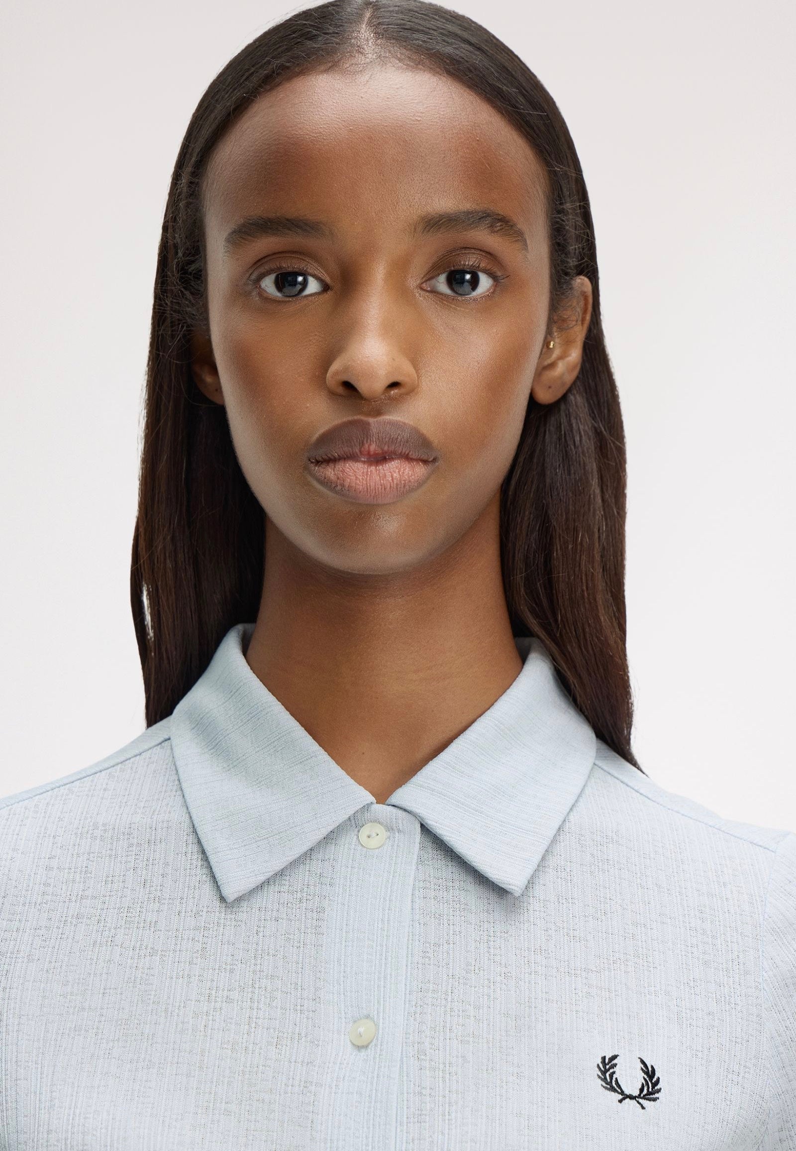 Fred Perry - Button-Through Sheer Rib Dusky Blue - Shirt | Women-Image