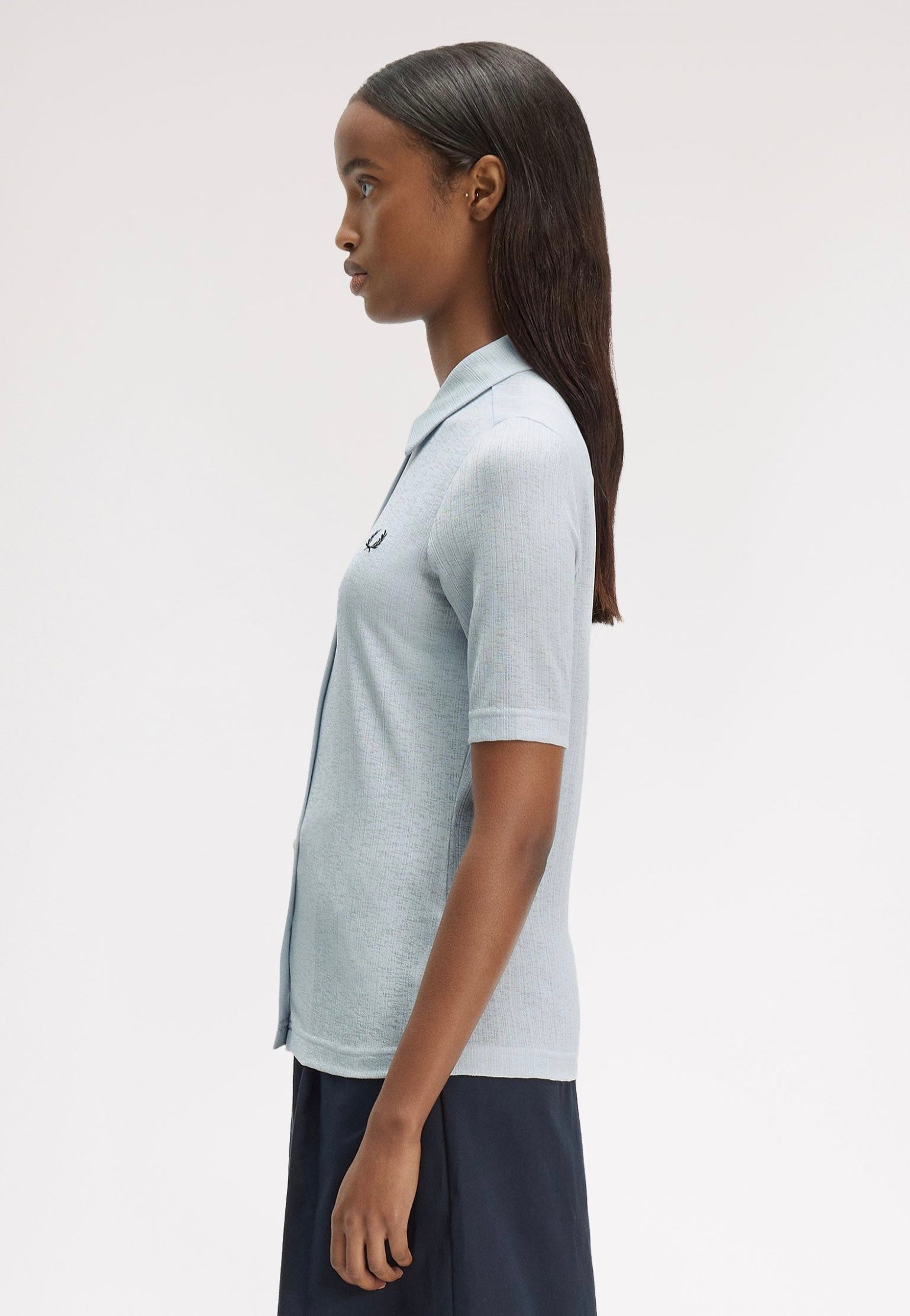 Fred Perry - Button-Through Sheer Rib Dusky Blue - Shirt | Women-Image