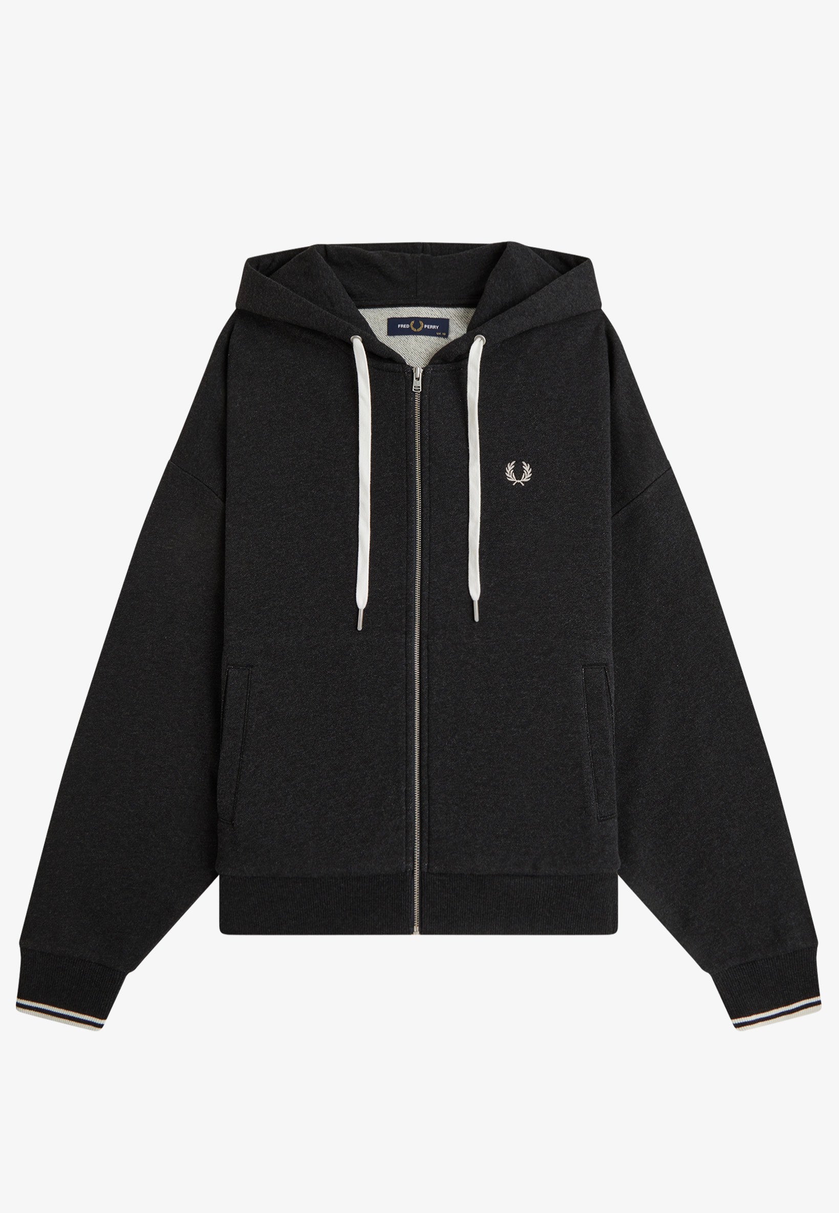 Fred Perry - Hooded Zip-Through Charcoal Marl - Zipper | Women-Image