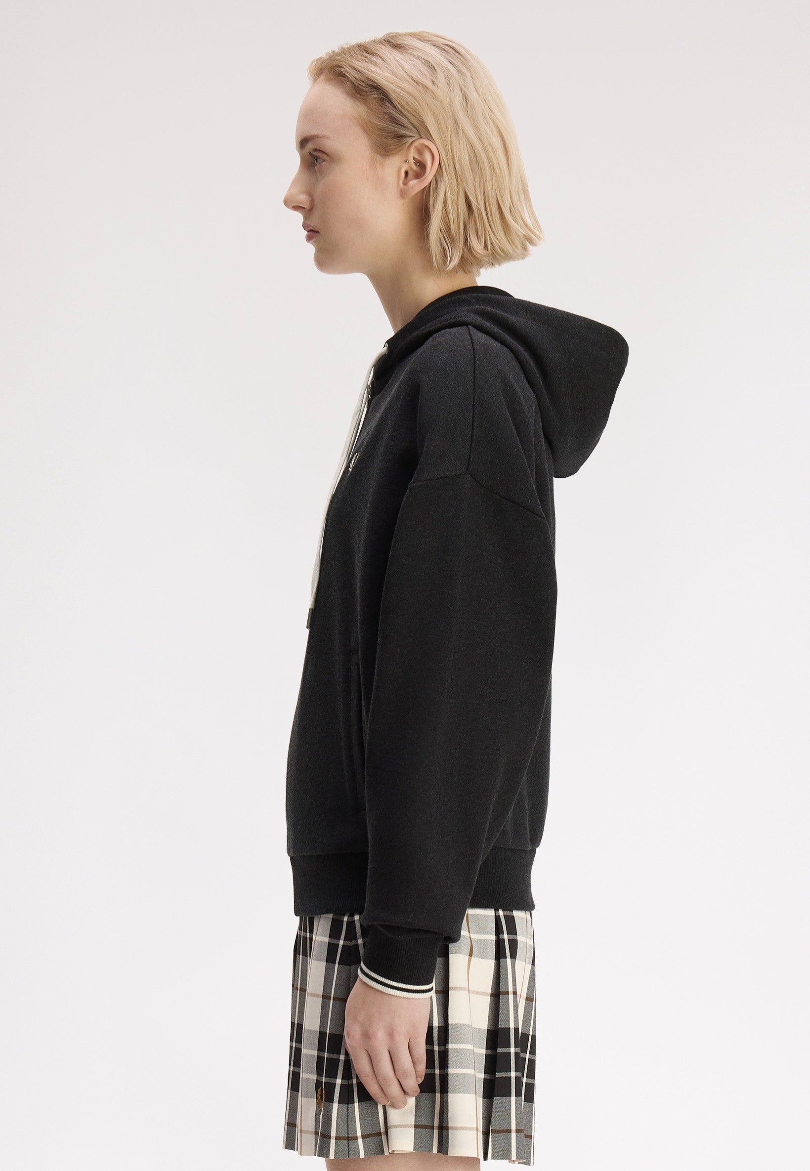Fred Perry - Hooded Zip-Through Charcoal Marl - Zipper | Women-Image
