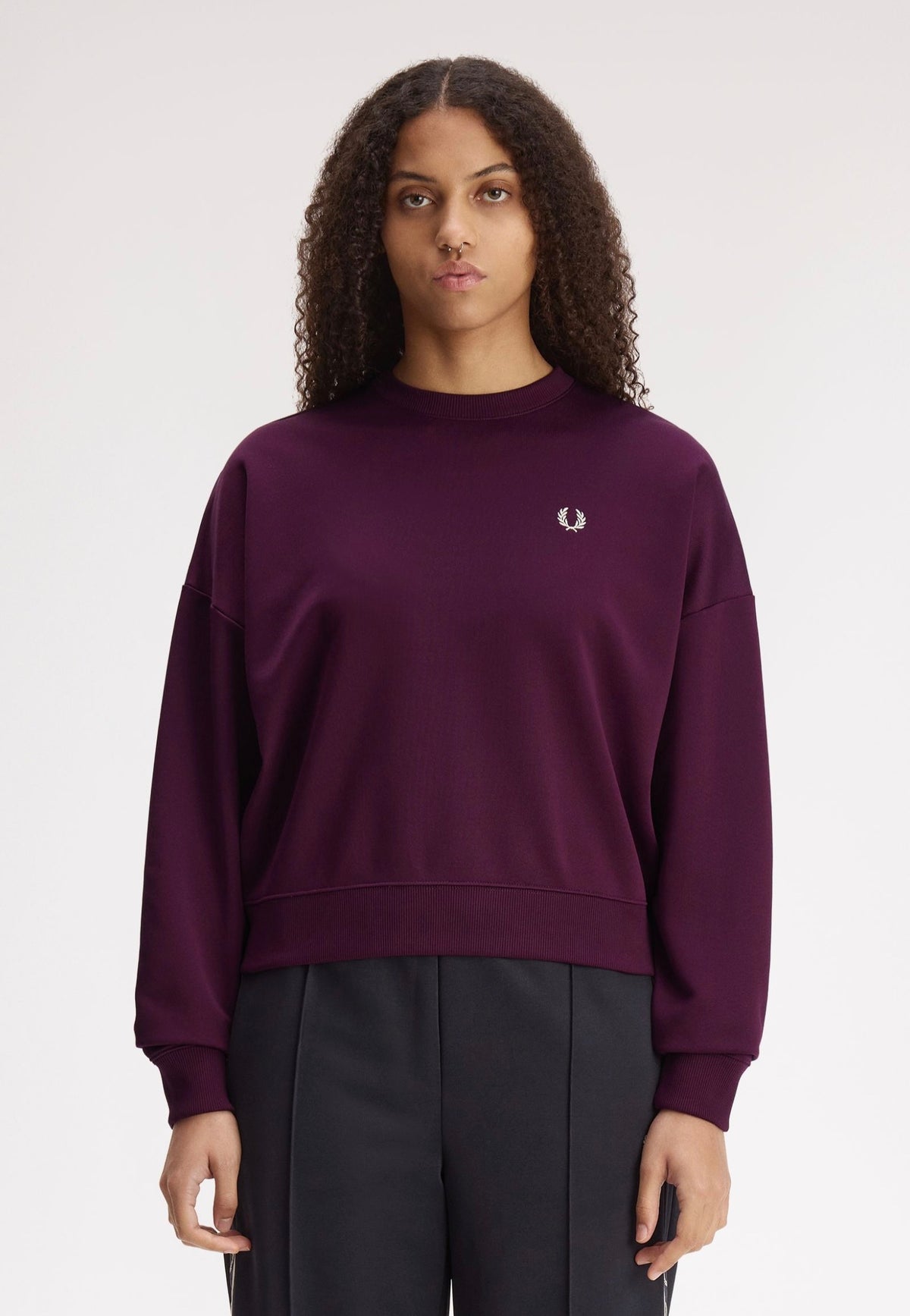 Fred Perry Laurel Wreath Badge Plum Sweater | Women-Image