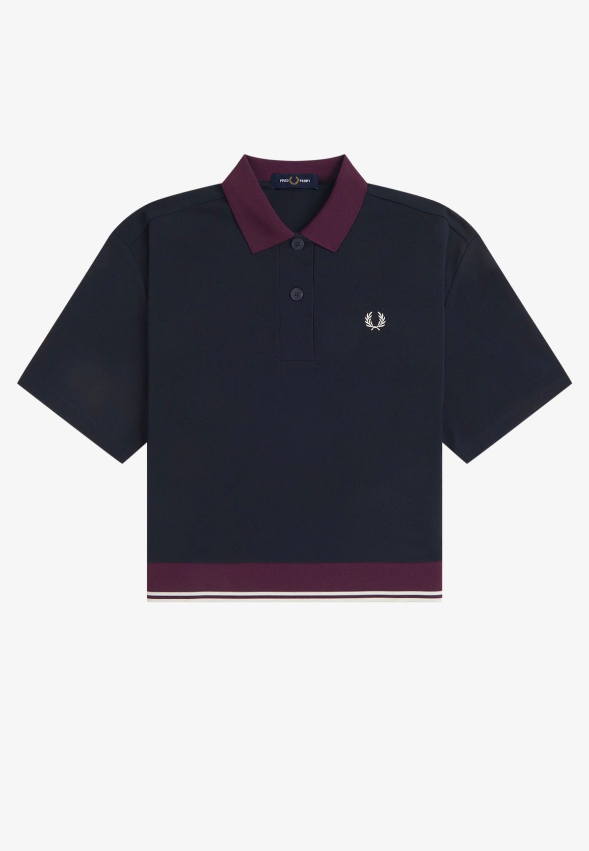 Fred Perry Contrast Hem Navy Polo | Women-Image