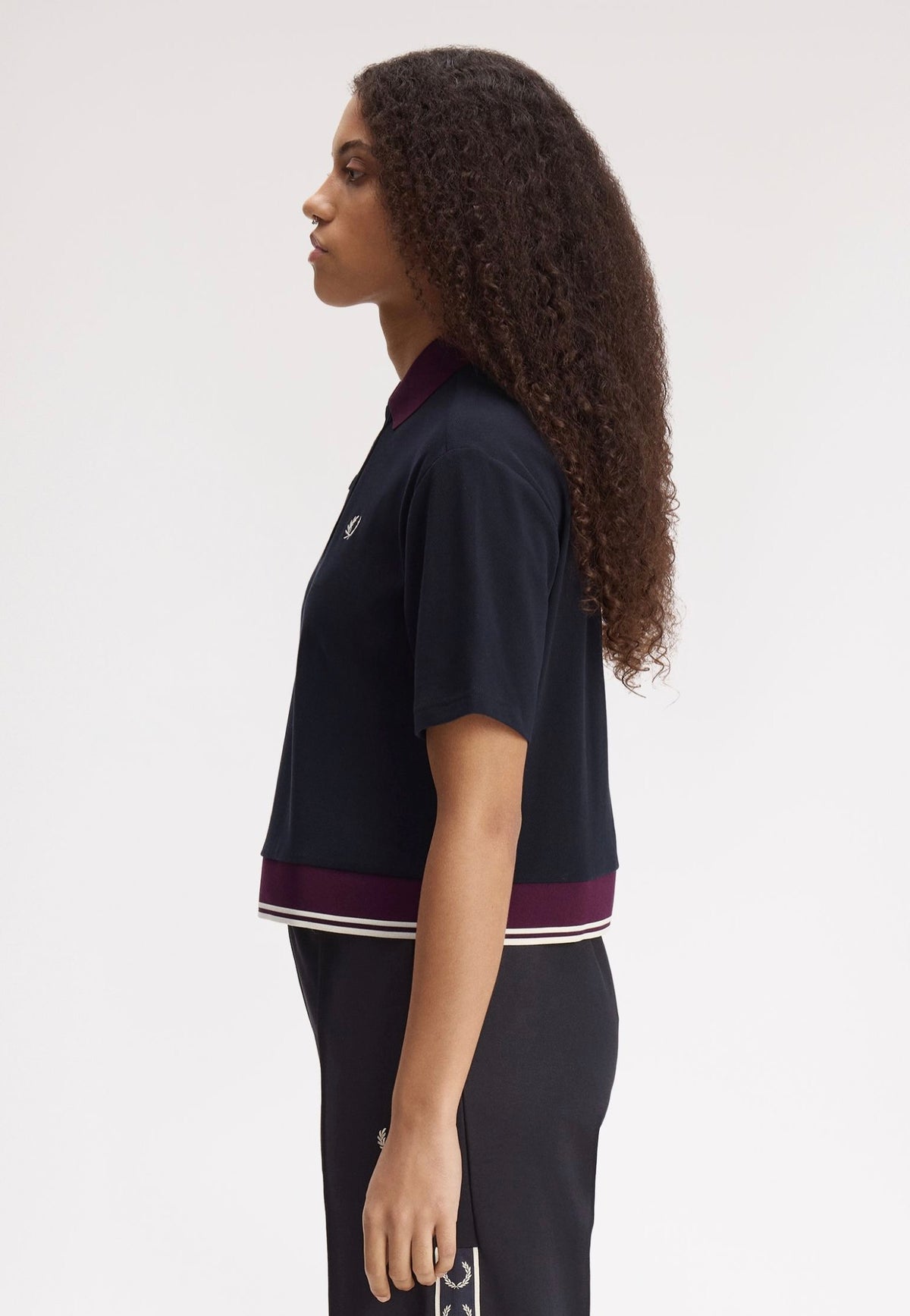 Fred Perry Contrast Hem Navy Polo | Women-Image