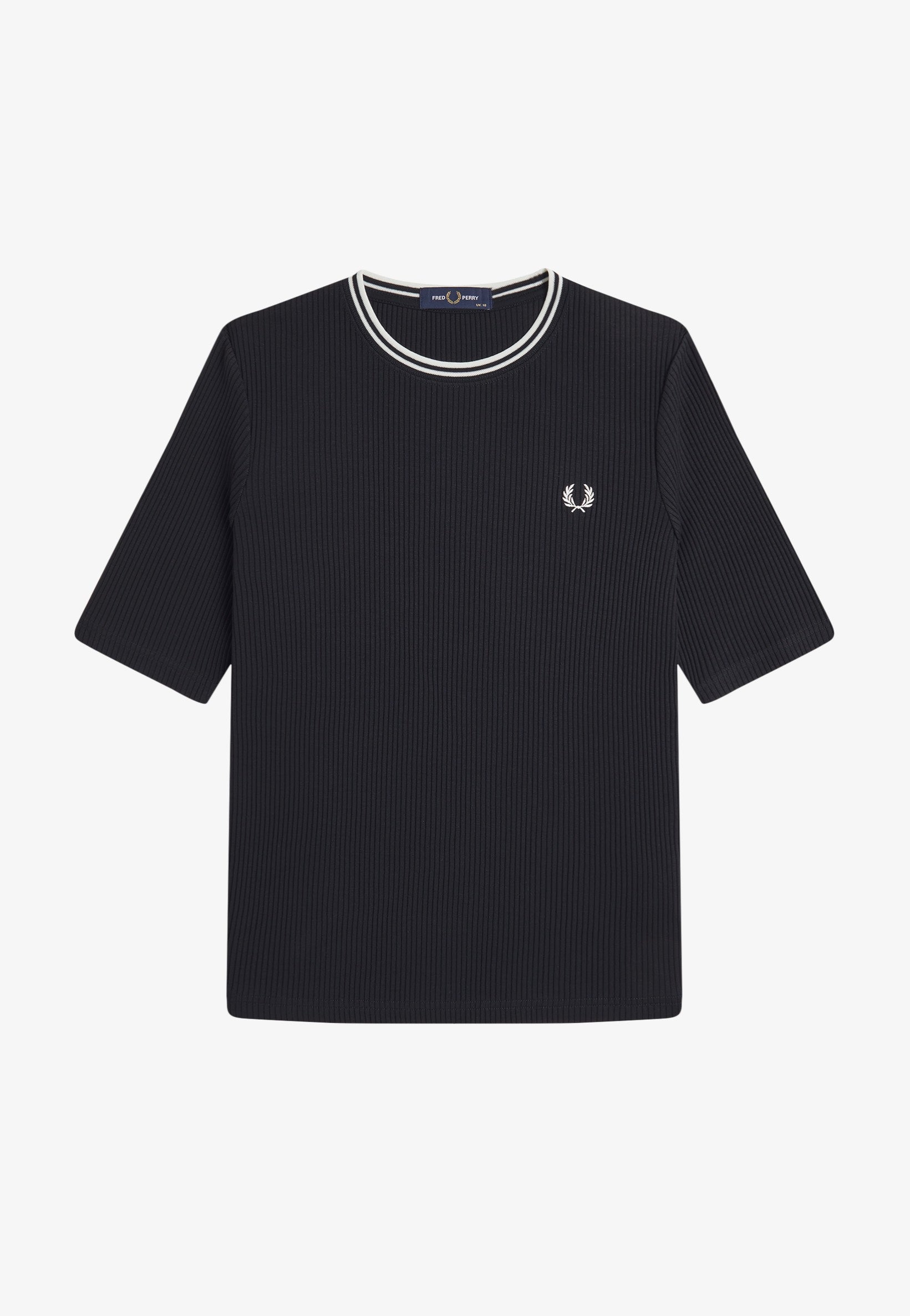 Fred Perry - Twin Tipped Ribbed Black - T-Shirt | Women-Image