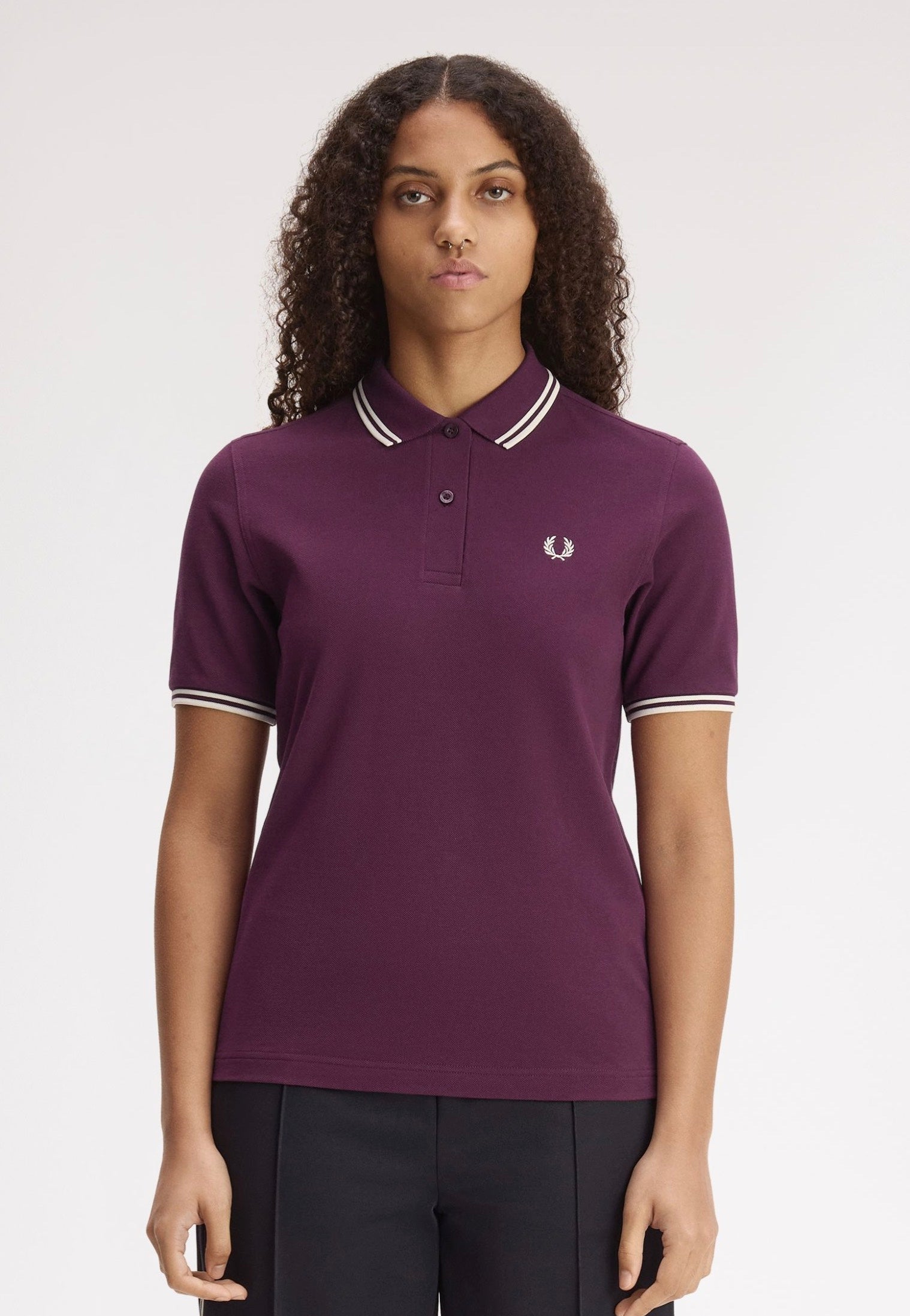Fred Perry - Twin Tipped Plum/Ecru/Ecru - Polo | Women-Image