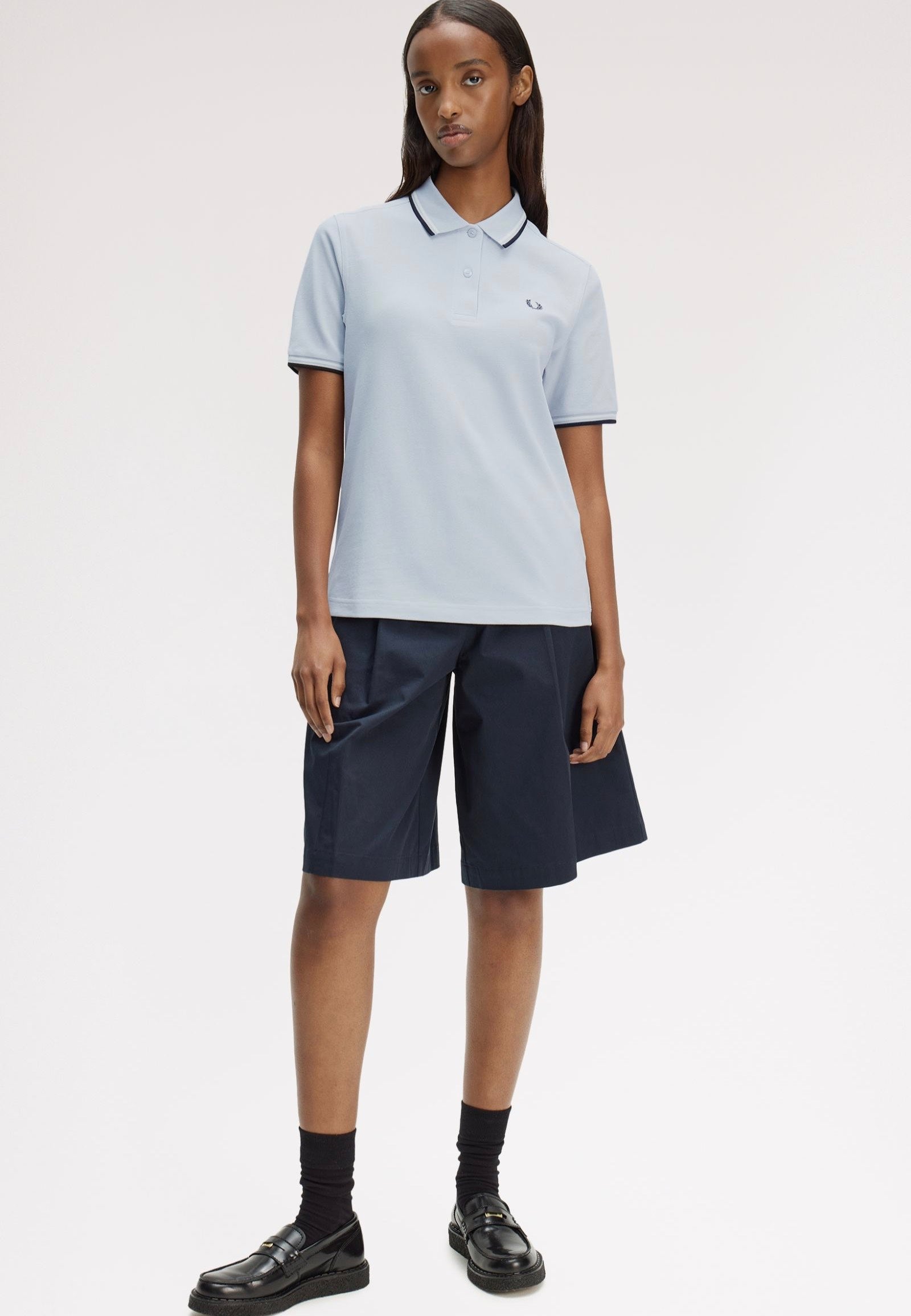 Fred Perry - Twin Tipped Dusky Blue/Snow White/Black - Polo | Women-Image