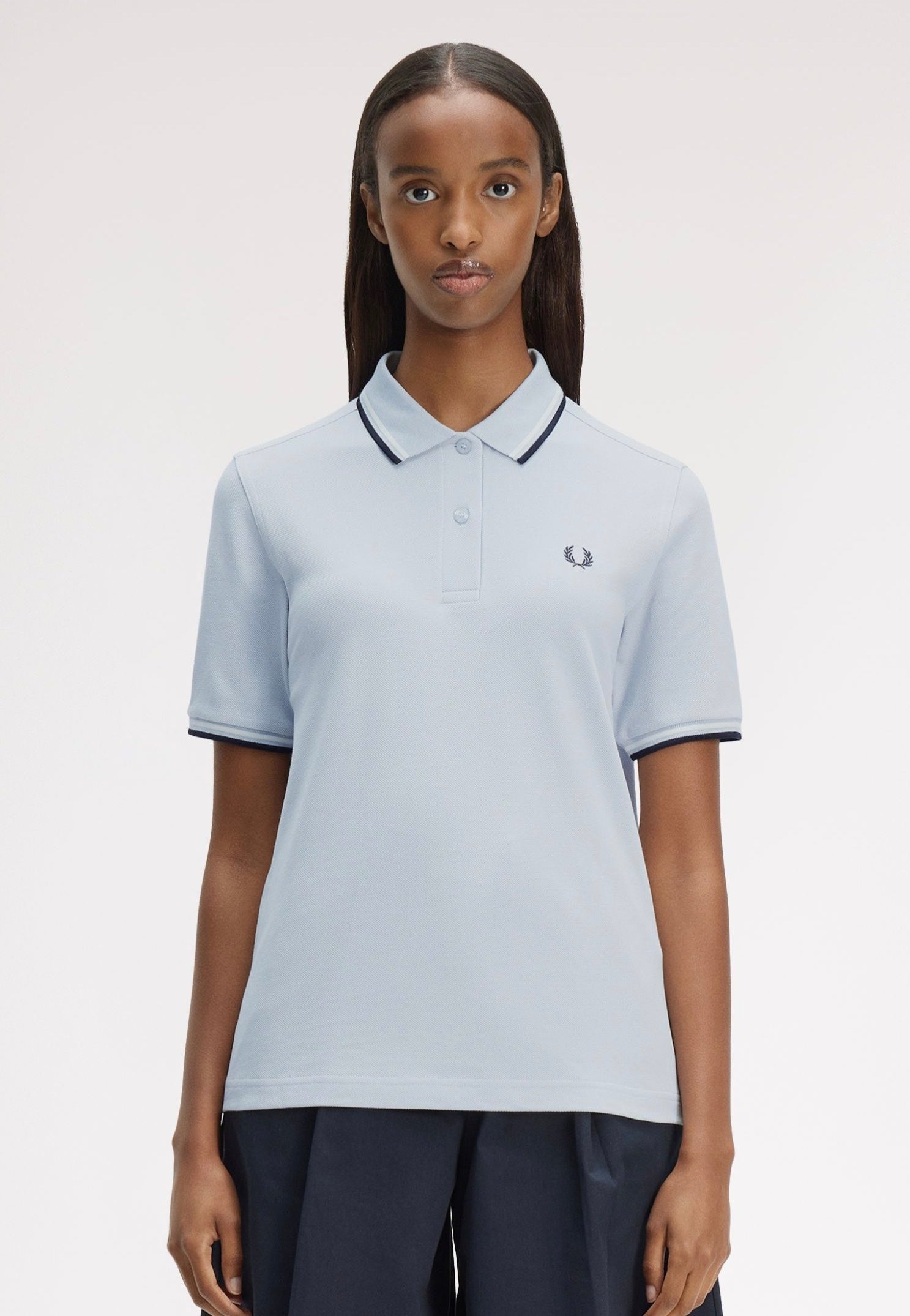 Fred Perry - Twin Tipped Dusky Blue/Snow White/Black - Polo | Women-Image