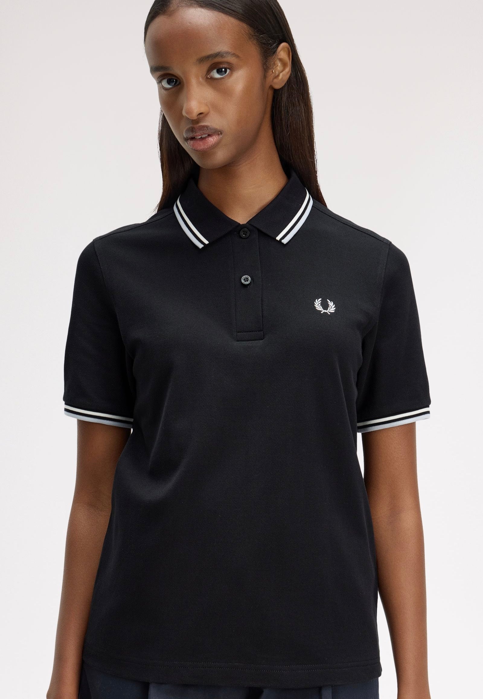 Fred Perry - Twin Tipped Black/Snow White/Dusky Blue - Polo | Women-Image