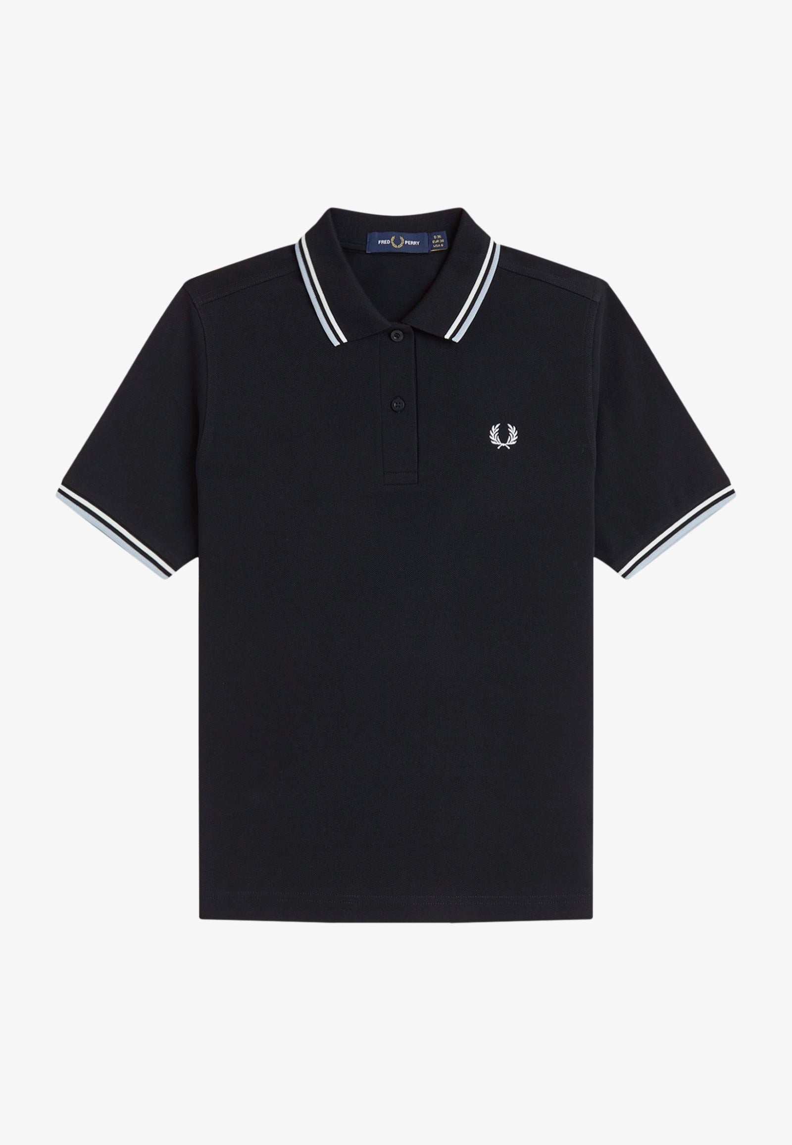 Fred Perry - Twin Tipped Black/Snow White/Dusky Blue - Polo | Women-Image