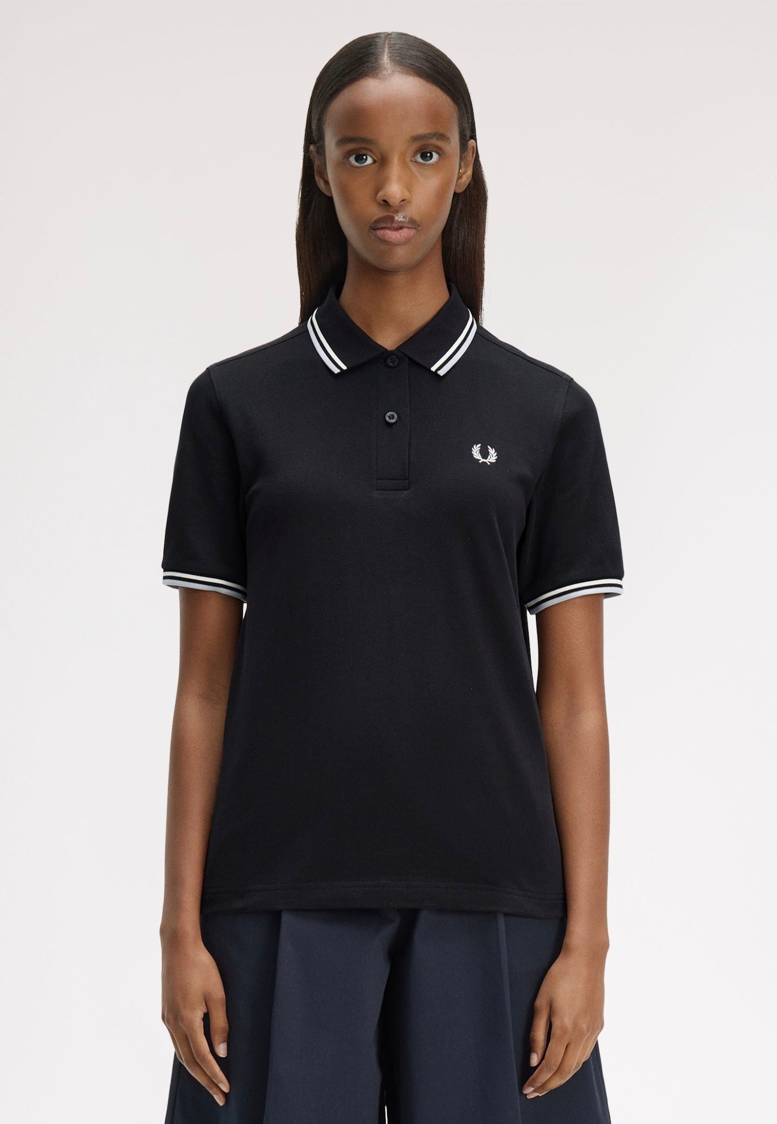 Fred Perry - Twin Tipped Black/Snow White/Dusky Blue - Polo | Women-Image